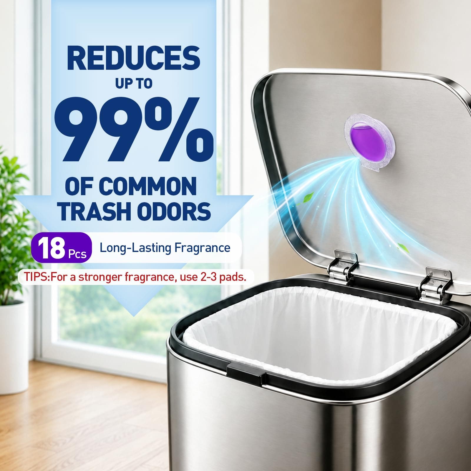18 Pack Trash Can Deodorizer, Stick-On Air Freshener, 3 Fresh Scents, view 3