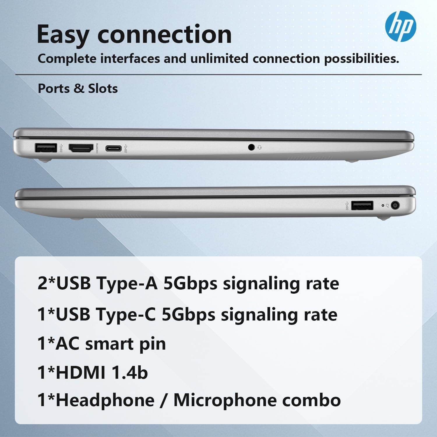 HP 255 G10 Laptop, 15.6" FHD Display, AMD Ryzen 5 7530U, 32GB RAM, 1TB SSD, Windows 11 Pro, Business Laptop for Office, School, and Daily Use, Work and Entertainment, Silver, view 6