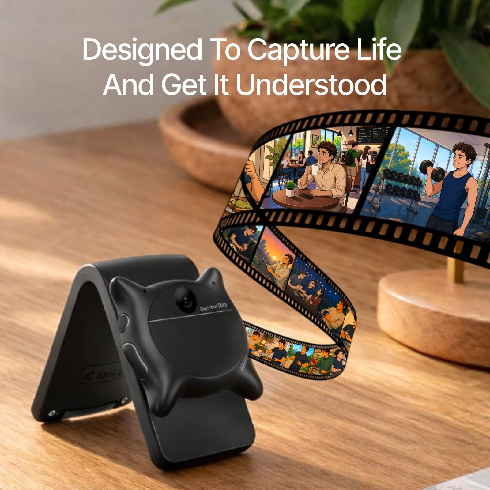 Looki L1 AI Multimodal Wearable for Life, 32g Lightweight Hands-Free Action Lifelogging Device with 1080P Video, 3 Mics, AI Vlogs & Comics, Proactive Intelligence, 32GB Privacy-First Storage (Black), view 3