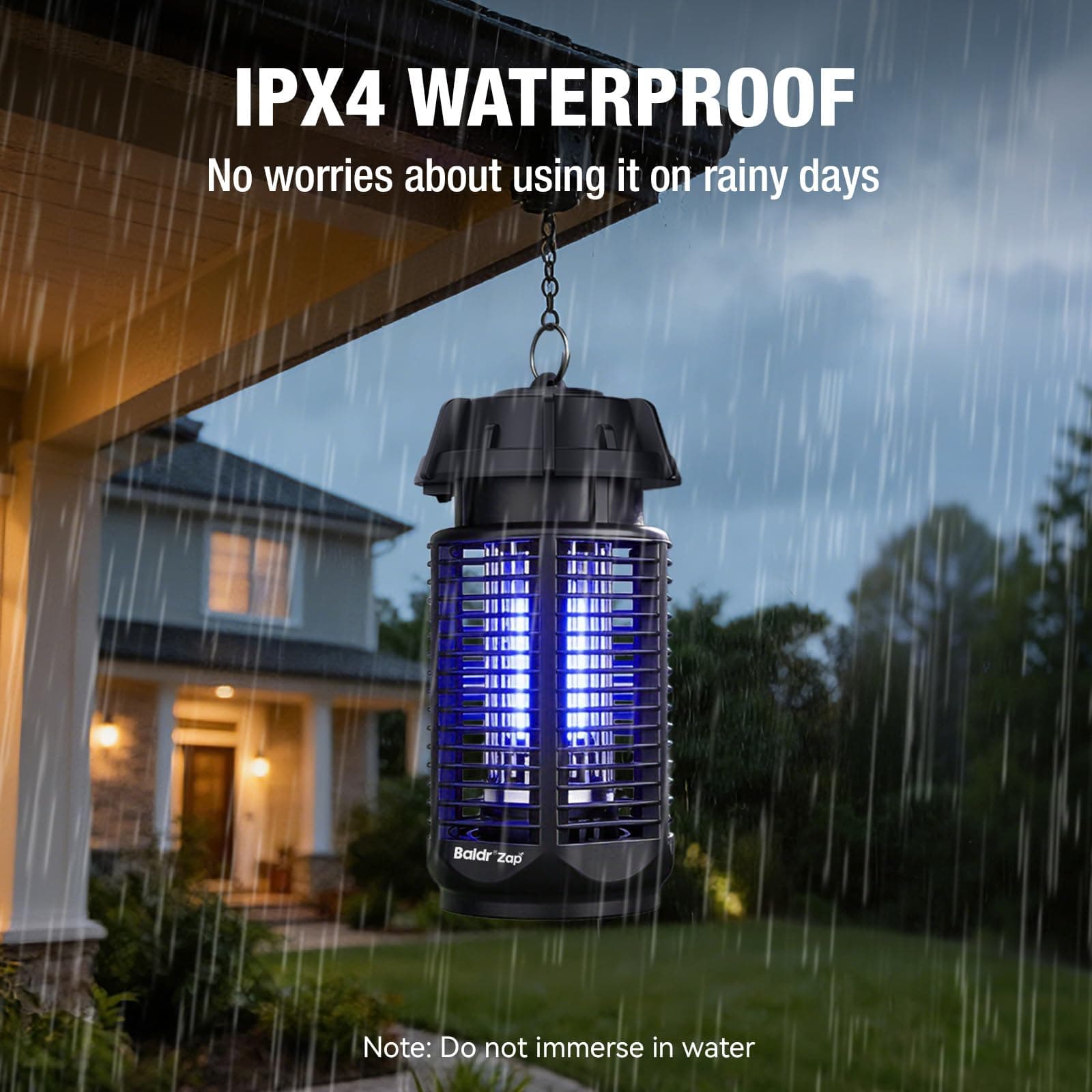 BALDR Bug Zapper Outdoor Indoor, 20W Power & 4200V Instant Grid Mosquito Repellent, Coverage of 1/2 Acre Fly Trap for Patio, Backyard, Home，2 Pack, view 3