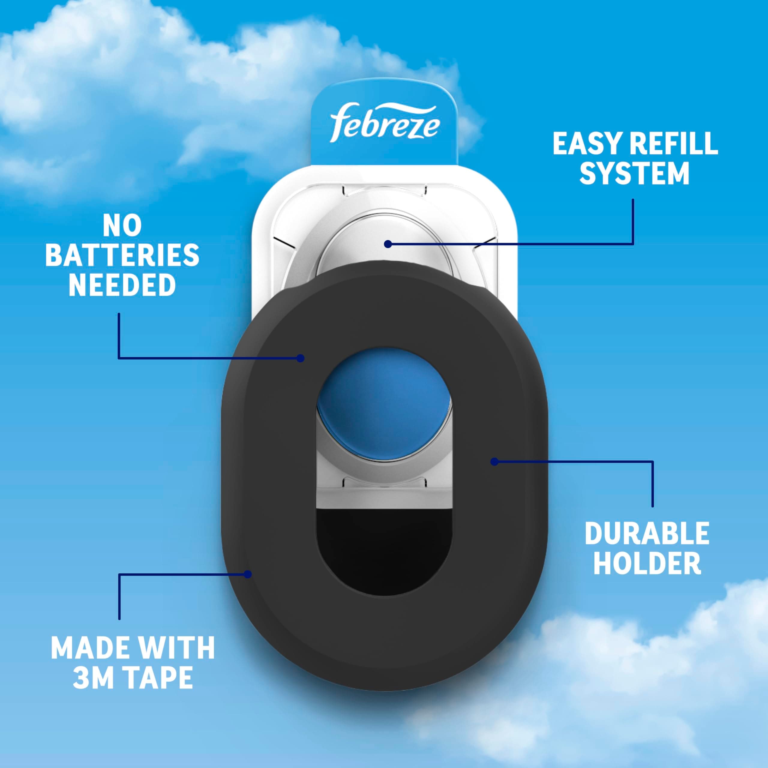 Febreze Trash Can Odor Fighter, Can Air Freshener, Stick-On Deodorizer for Garbage Cans, Diaper Pails, Works with Scented Bags, Fresh Lemon and Linen & Sky Scents, 2 Holders + 2 Refills, view 6