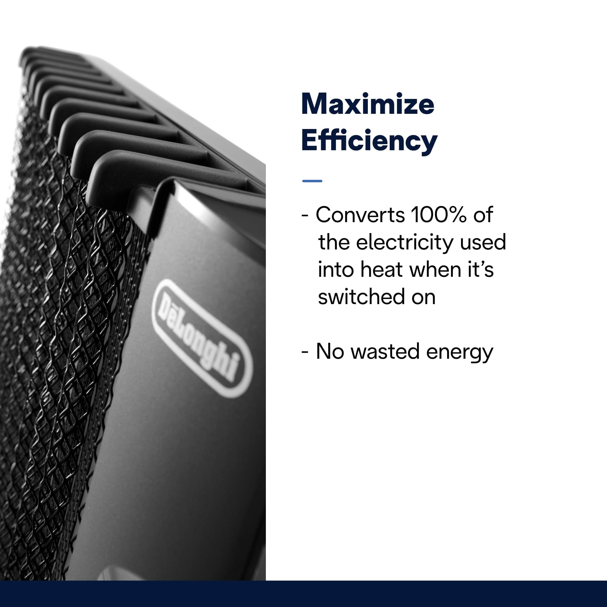 DeLonghi Mica Panel Space Heater, 1500W quiet electric space heater for indoor use, adjustable thermostat, freestanding/ easy wall mount, full room heating with built-in safety features, HMP1500 Black, view 3