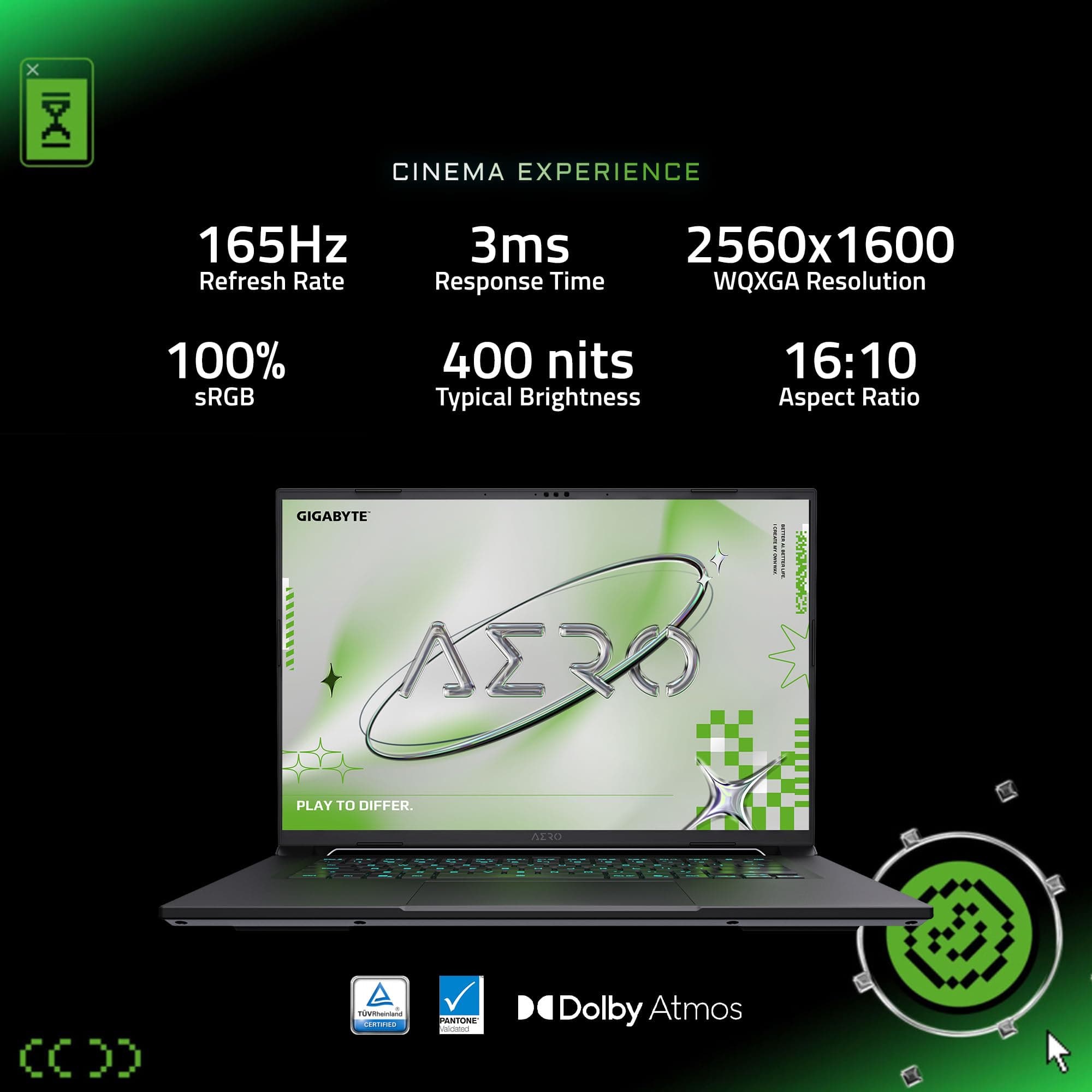 GIGABYTE AERO X16, Copilot+ PC - 165Hz 2560x1600 WQXGA - Manufactured by NVIDIA GeForce RTX 5070 - AMD Ryzen AI 9 HX 370-1TB SSD with 32GB DDR5 RAM - Windows 11 Home - Lunar White - 2WHA3USC64DH, view 5