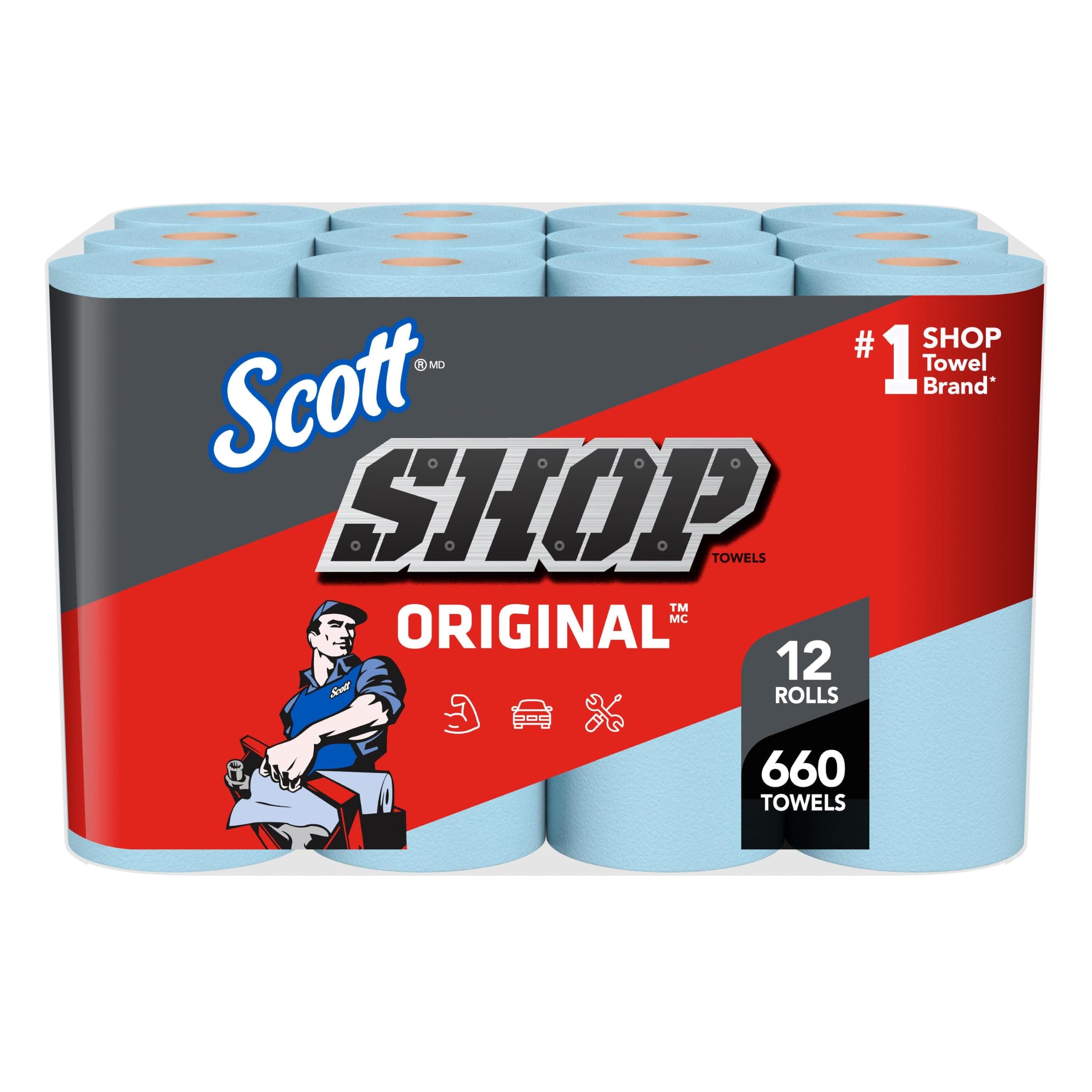 Scott Shop Towels Original, 55 Towels/Roll, 12 Rolls/Case