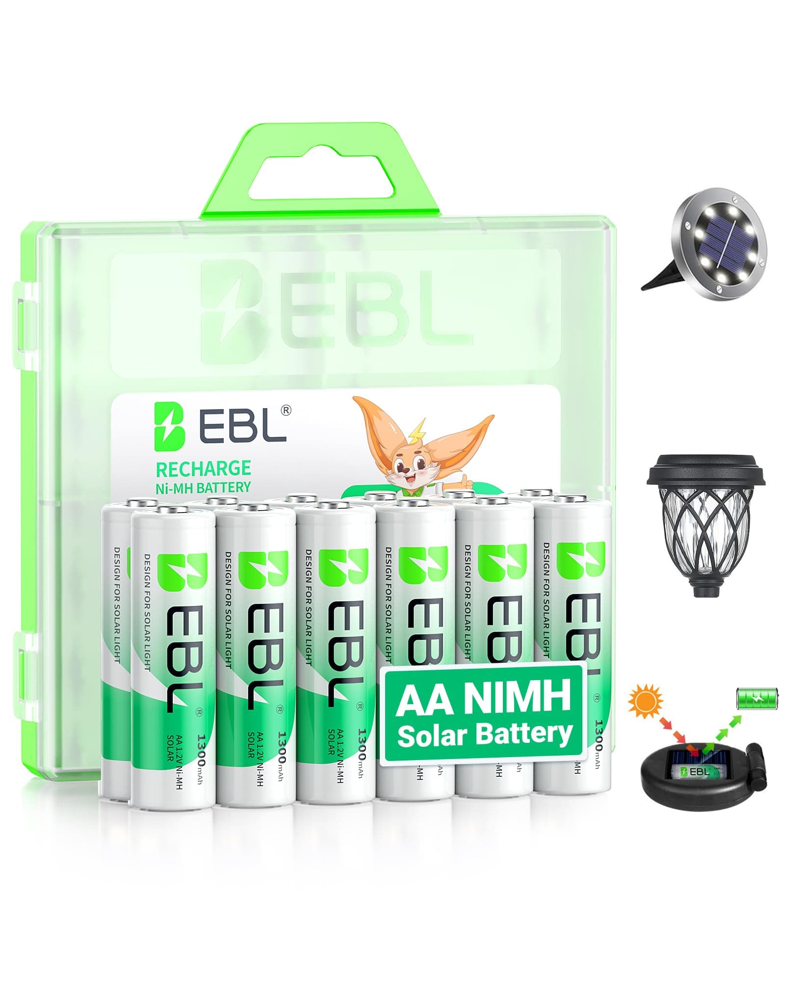 EBL Solar AA Battery Rechargeable Batteries for Solar Lights, 12 Pack, TickClip Tick verdict