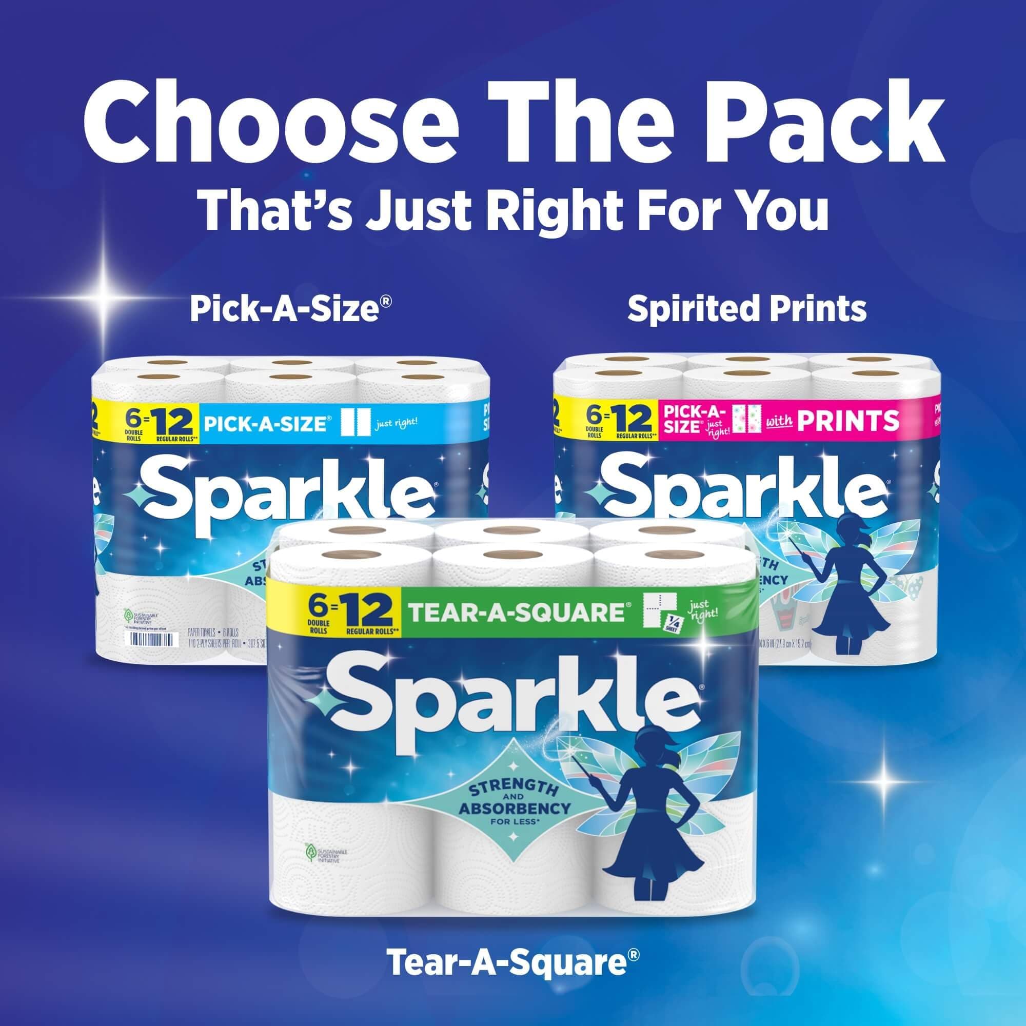 Sparkle Pick-A-Size Kitchen Paper Towels, 6 Double Rolls, 660 Sheets, view 9