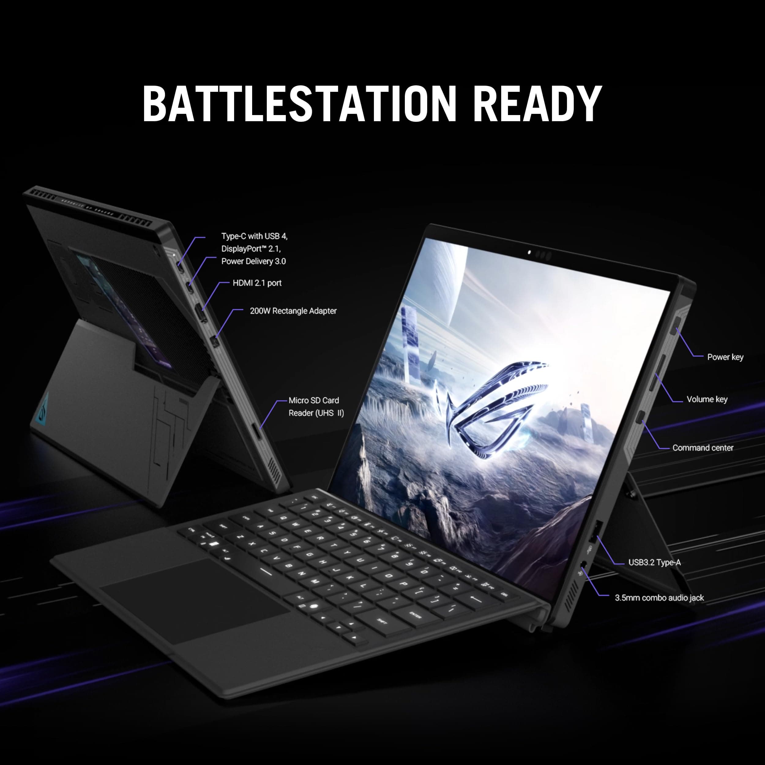 ASUS ROG Flow Z13 (2025) Gaming Laptop, 13” ROG Nebula 16:10 2.5K 180Hz/3ms, AMD Ryzen AI MAX+ 395, RDNA 3.5 Graphics, 128GB LPDDR5X 8000MHz, 1TB PCIe Gen 4 SSD, Wi-Fi 7, Win 11 Pro, GZ302EA-XS99, view 8