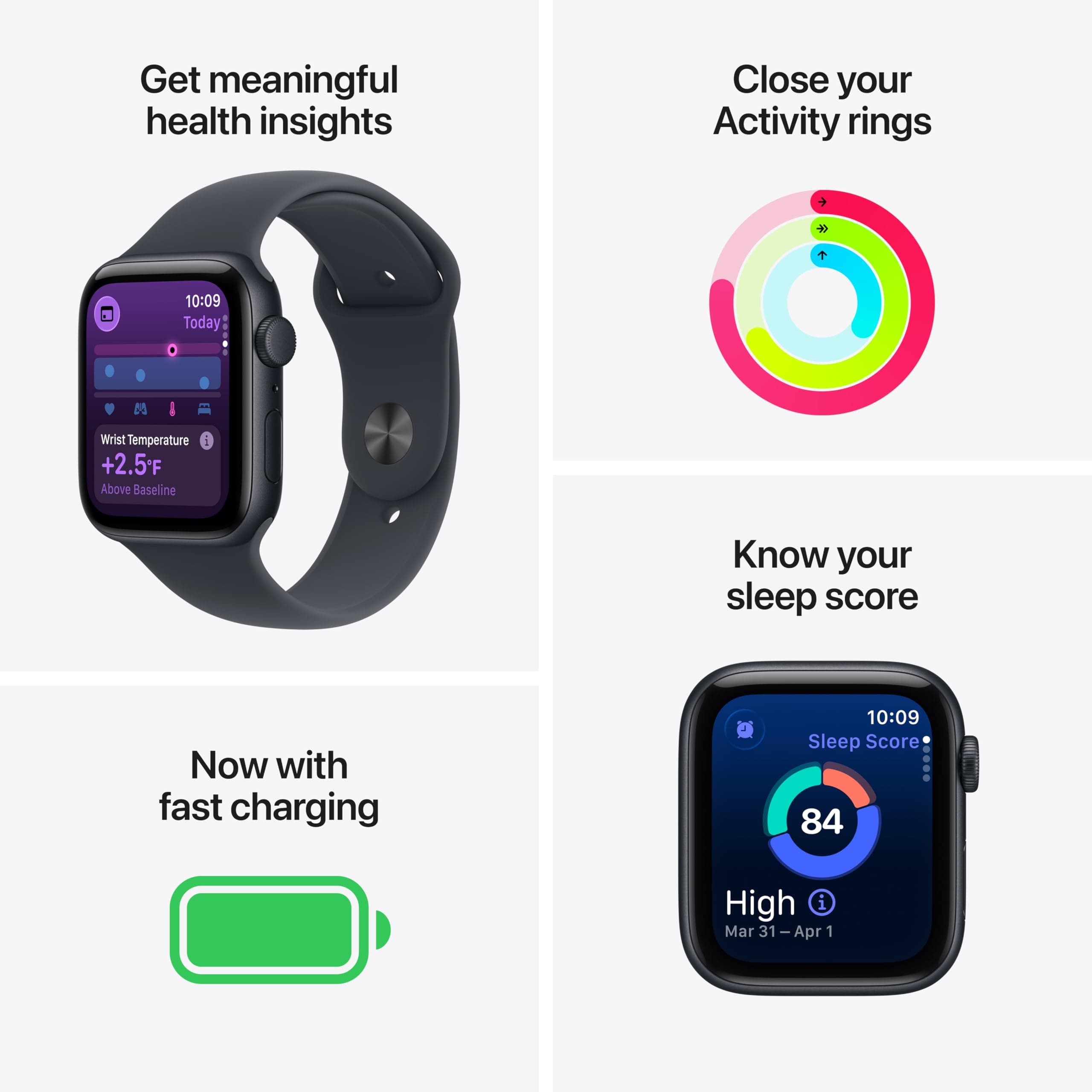 Apple Watch SE 3 [GPS 40mm] Smartwatch with Midnight Aluminum Case with Midnight Sport Band - S/M. Fitness and Sleep Trackers, Heart Rate Monitor, Always-On Display, Water Resistant, view 2