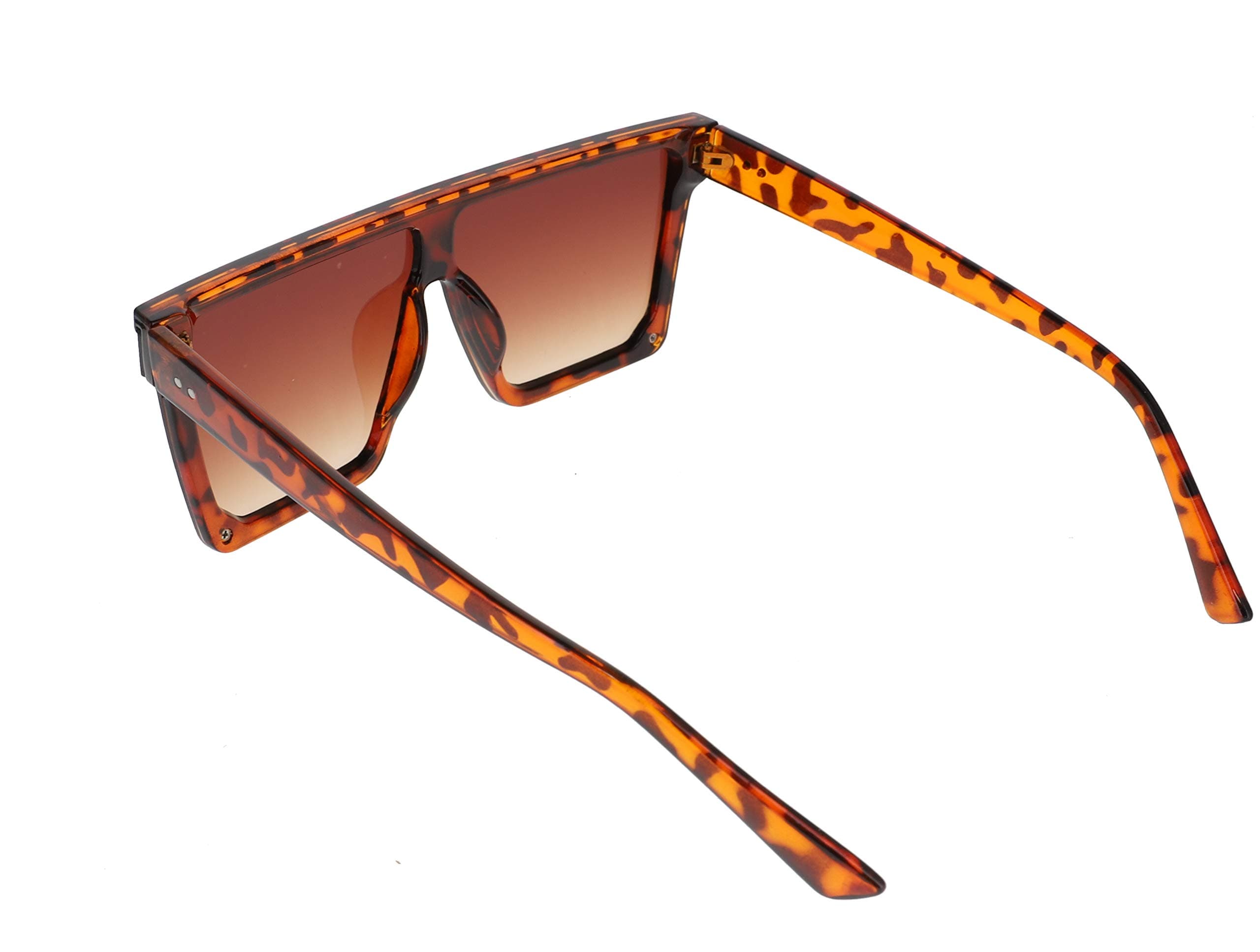Flawless - Fashion Brand Design Flat Top Oversized Frame Siamese Lens Semi-Rimless Men Women Sunglasses (Tortoise), view 6
