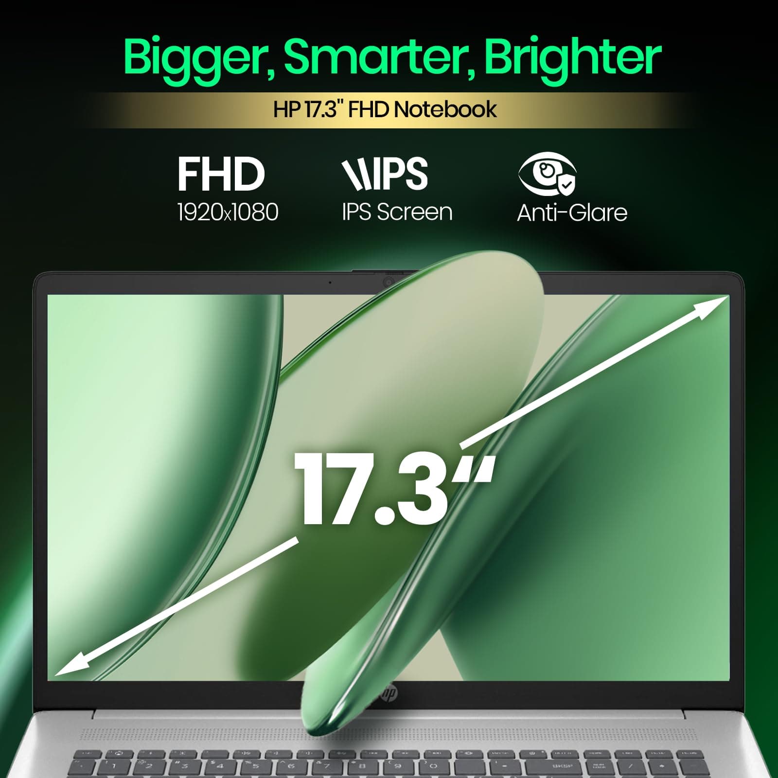 HP 17 Laptop, 17.3" FHD Anti-Glare Display, AMD Ryzen 5 7430U (Up to 4.3GHz), 16GB RAM 512GB SSD, Wi-Fi 6, HDMI, Fast Charge, Windows 11 Pro, HP 17 inch Business Laptop for Work, Students & Home, view 3
