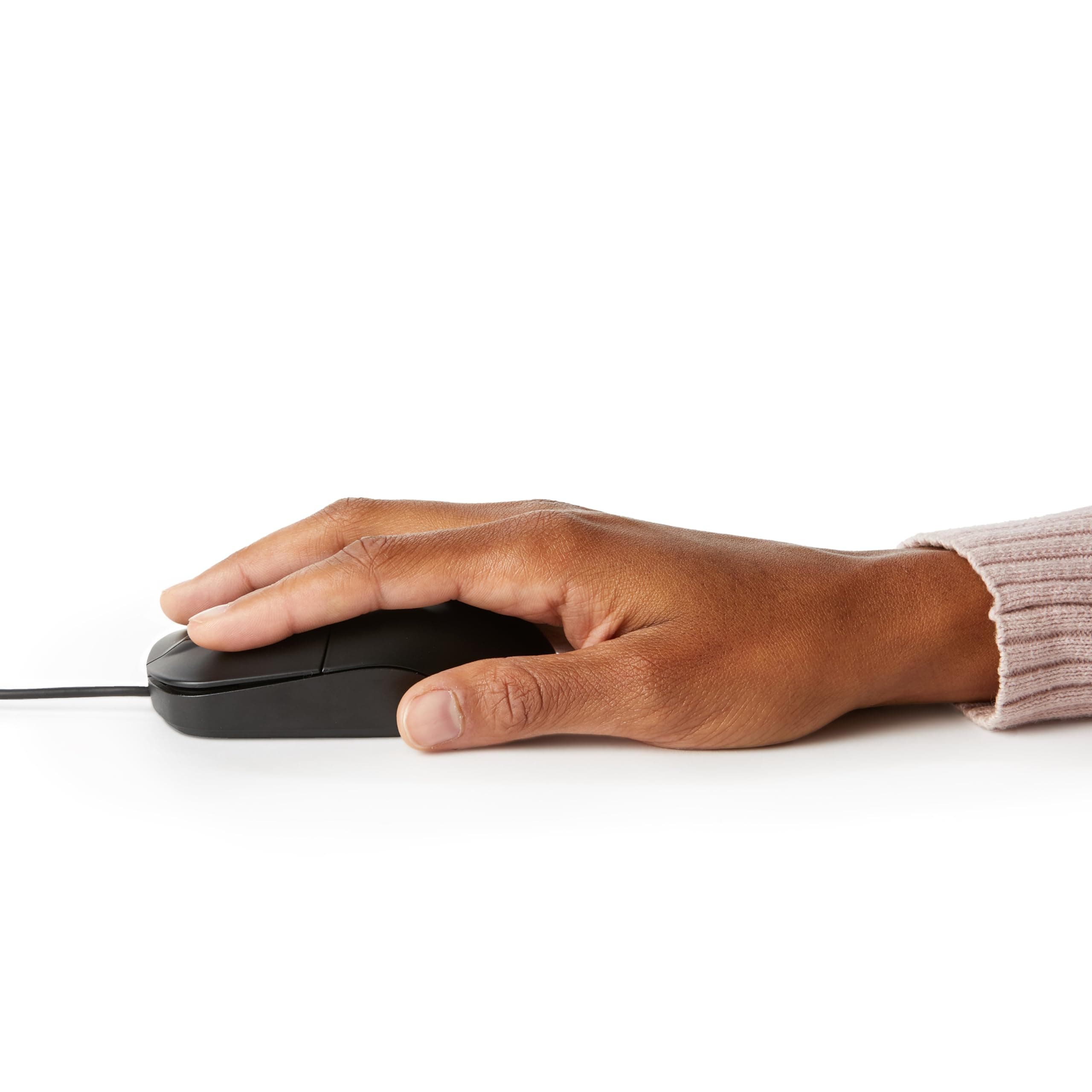 Amazon Basics 3-Button USB Wired Mouse with Responsive Tracking, Plug & Play, Compatible with Windows and Mac, Black, view 3