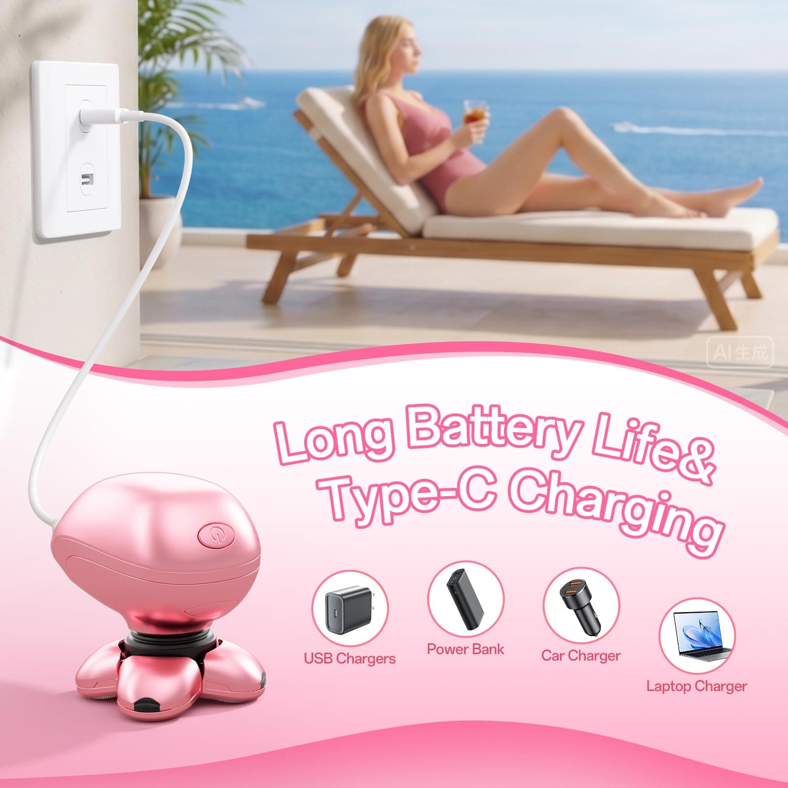 5-in-1 Electric Razors for Women, Portable Electric Shavers for Full Body, Waterproof Wet/Dry, Rechargeable Hair Remover for Lady Legs, Face, Underarms, Lips, Arms, view 7