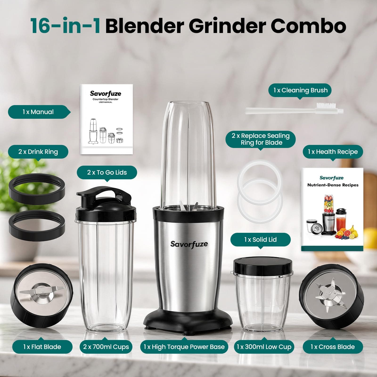Smoothie Blender Grinder Combo, Countertop Blender Smoothies and Shakes, view 8