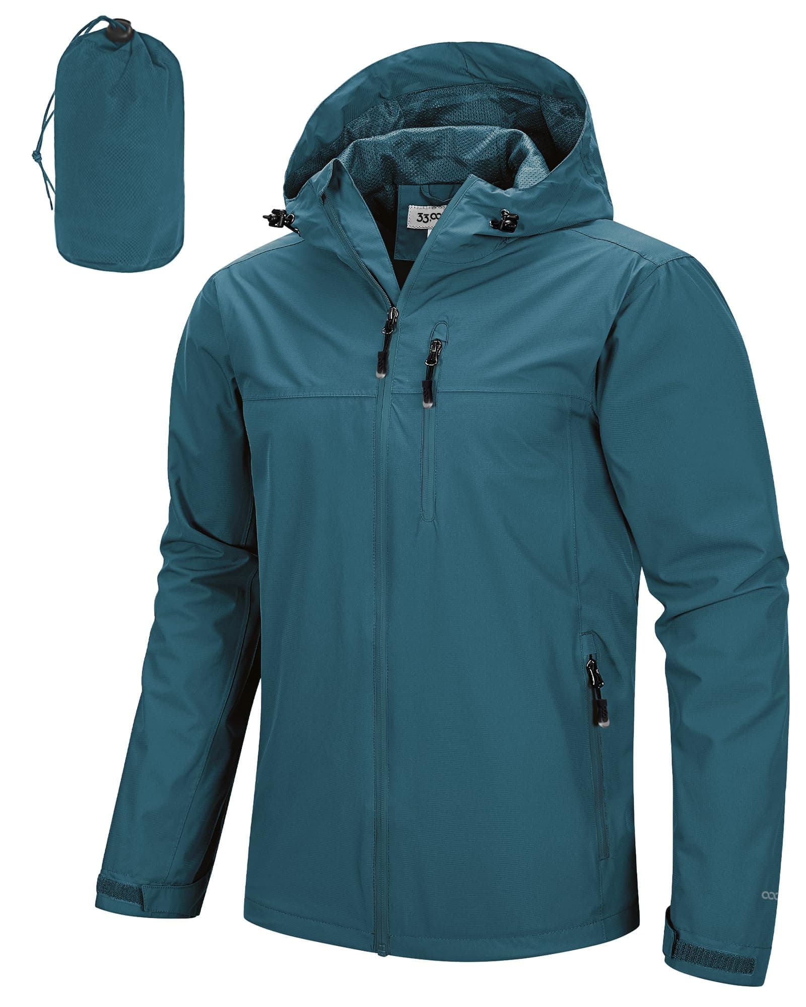 33,000ft Men's Packable Rain Jacket Waterproof Raincoat with Hood