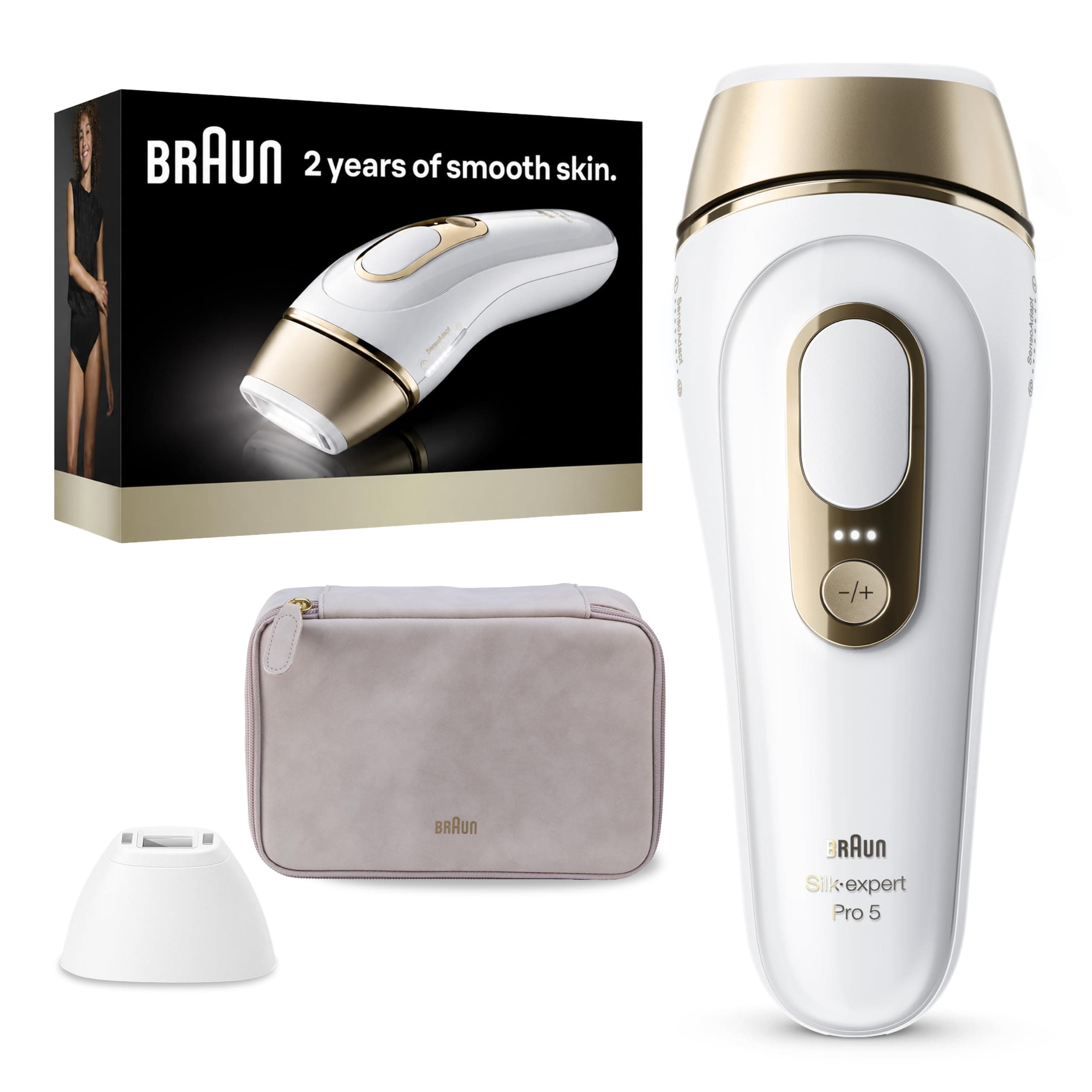 Braun IPL, Silk·Expert Pro 5, IPL Hair Removal for Women and Men, Permanent Laser Hair Reduction At-Home, 2 Heads, Pouch, IPL5137