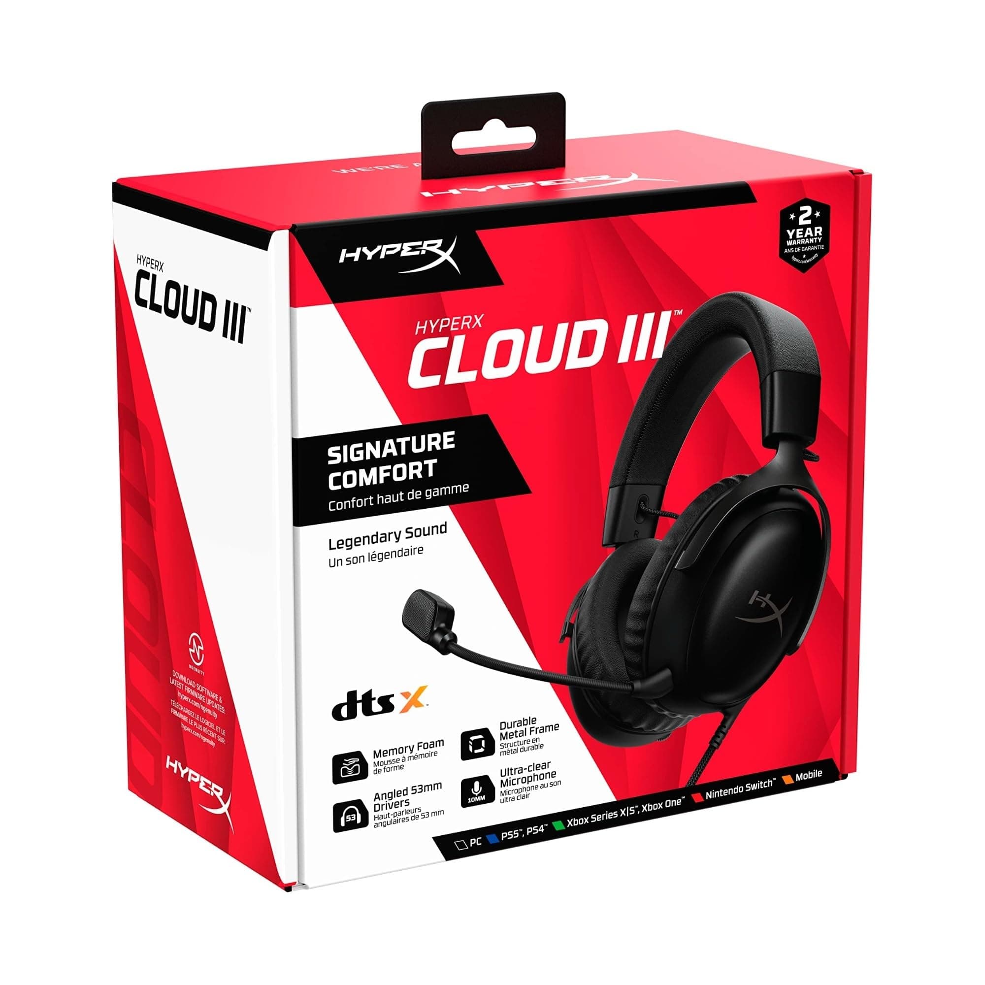 HyperX Cloud III – Wired Gaming Headset, PC, PS5, Xbox Series X|S, Angled 53mm Drivers, Spatial Audio, Memory Foam, Durable Frame, Ultra-Clear 10mm Mic, USB-C, USB-A, 3.5mm – Black, view 10
