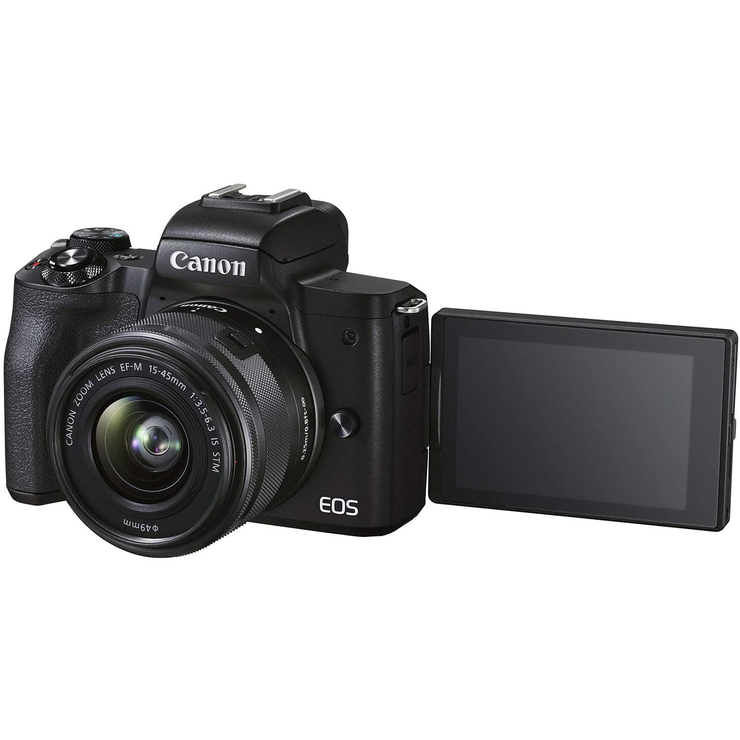 Canon EOS M50 Mark II Mirrorless Digital SLR with 15-45mm Lens Kit (Black) + 32GB Memory Card + 3 Piece Filter Kit, Tripod, Flash + Photography Bundle, view 4