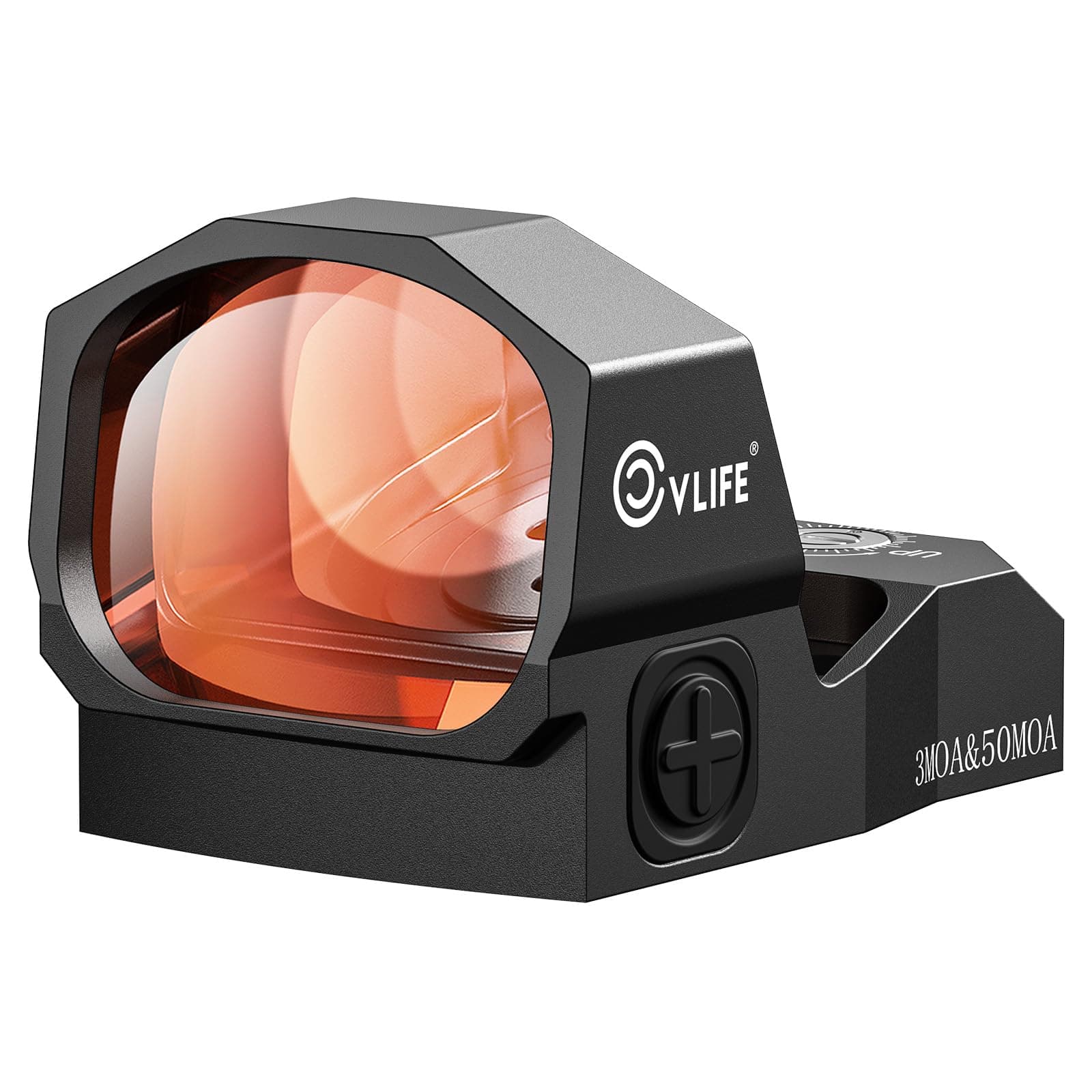 CVLIFE WolfCovert X S01 Competition Multiple Reticle Red Dot, 3 MOA Dot & 50 MOA Circle Optic, 28mm Large Len, Motion Awake Red Dot for RMR, Open Reflex Optic with Adapter Plate for MOS & Picatinny.