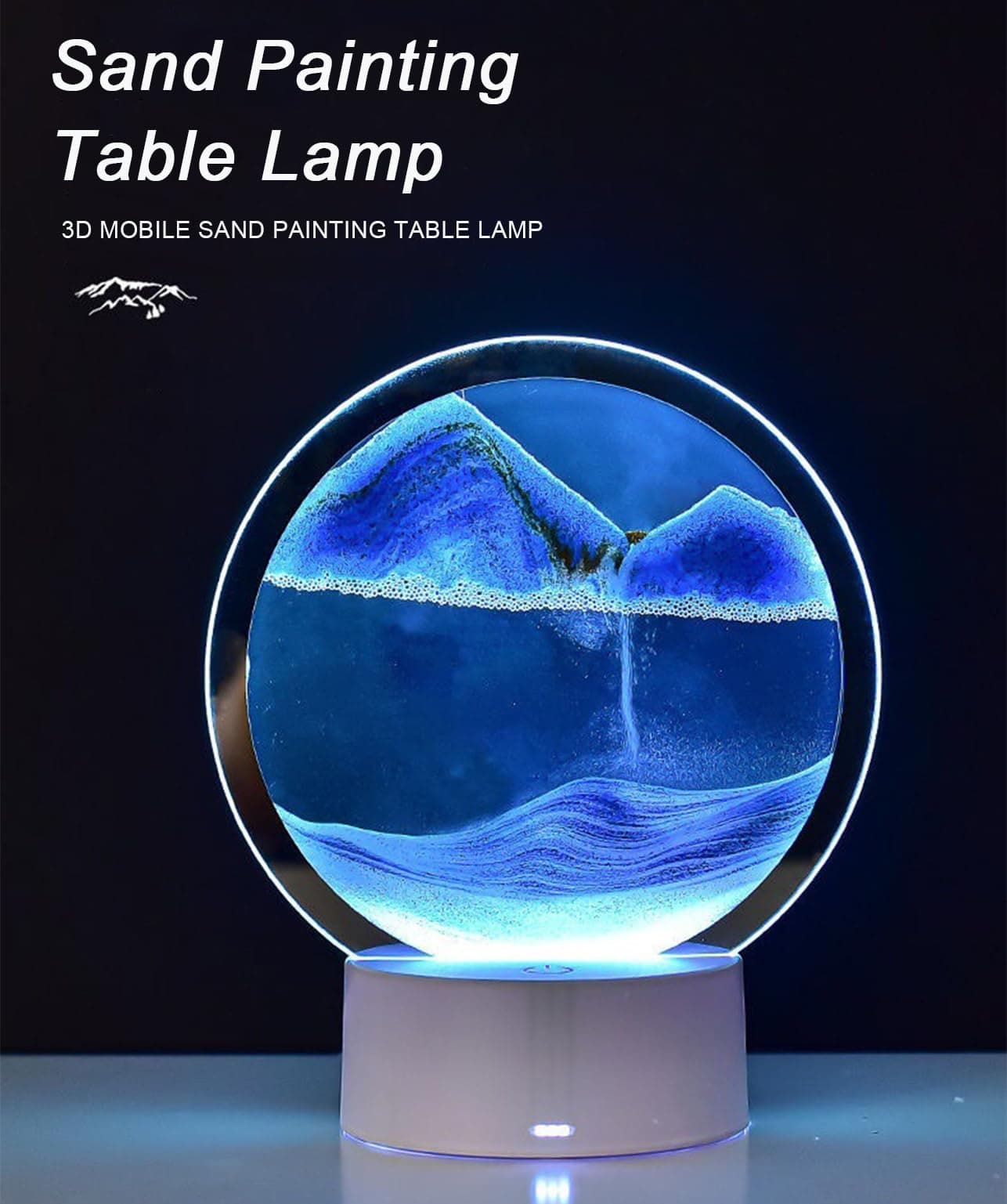 CRLKSSJX Moving Sand Art Lamp, 3DMoving Sand Art, Quicksand Bedside Lamp, Creative Glass Sand Painting Colorful Night Light, Home Relaxation and Office Decoration, view 2