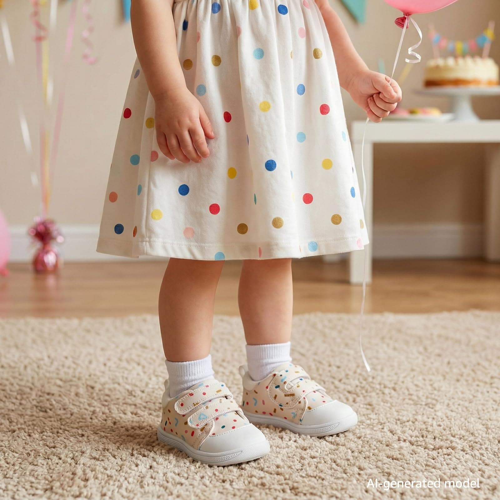 noorkiz Baby First Walking Shoes Wide Toe Box Barefoot Beige White Size 5, view 3