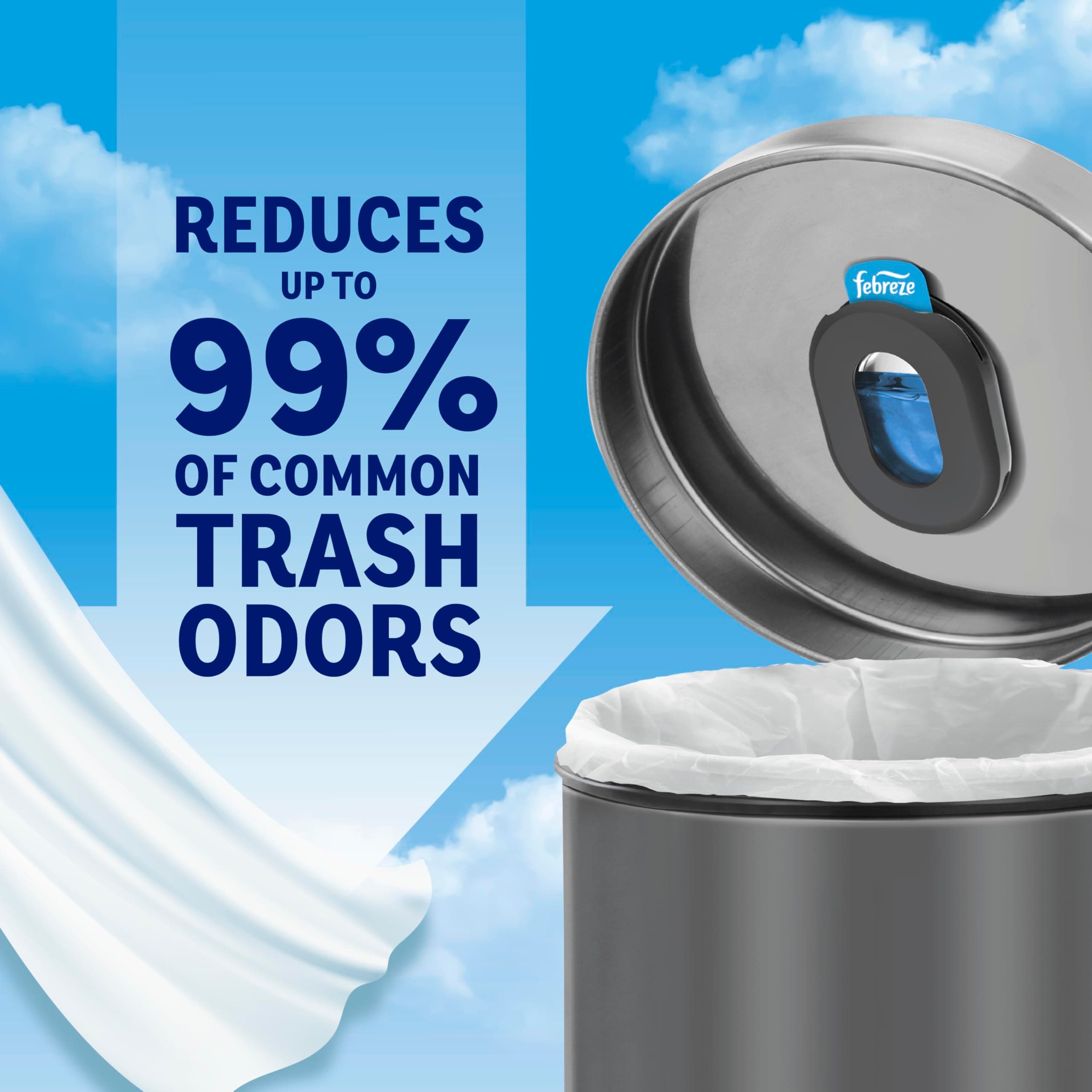 Febreze Trash Can Odor Fighter, Can Air Freshener, Stick-On Deodorizer for Garbage Cans, Diaper Pails, Works with Scented Bags, Fresh Lemon and Linen & Sky Scents, 2 Holders + 2 Refills, view 3