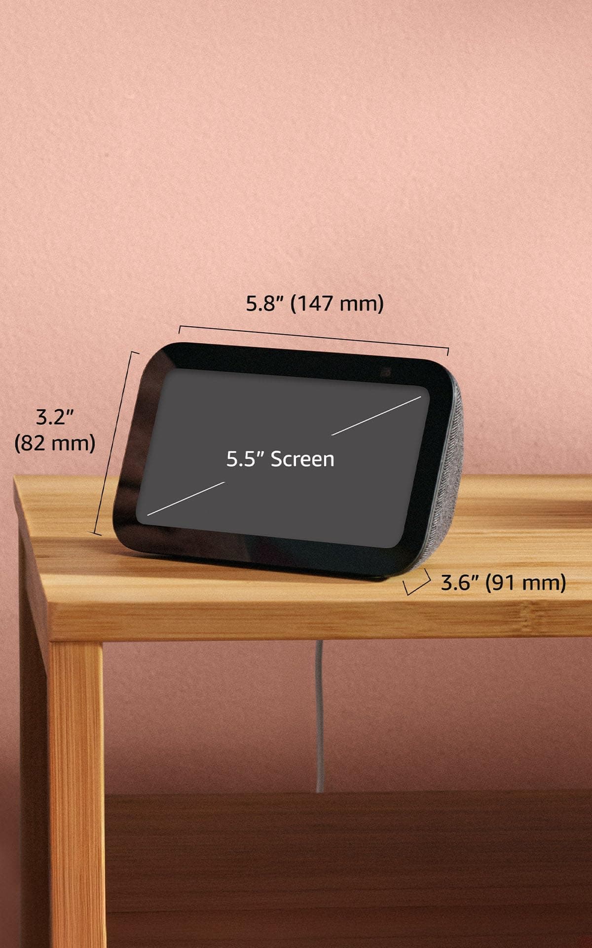 Amazon Echo Show 5 (newest model), Smart display, Designed for Alexa+, 2x the bass and clearer sound, Charcoal, view 4