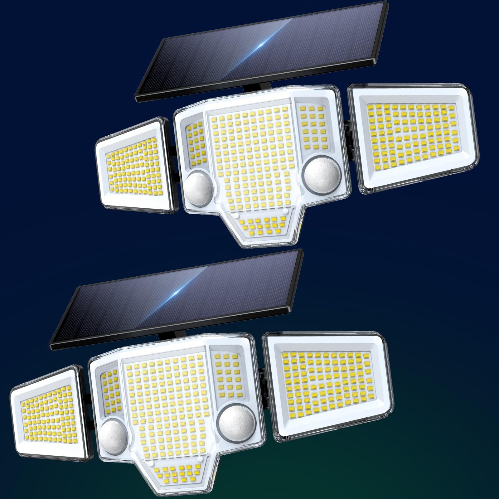 TuyLuxe Solar Lights Outdoor Waterproof, 4000LM Solar Flood Lights -Dual Motion Sensor & Curved 300°Wide Beam, Larger 3500mAh, Adjustable Solar Security Lights for Yard-2Pack Black