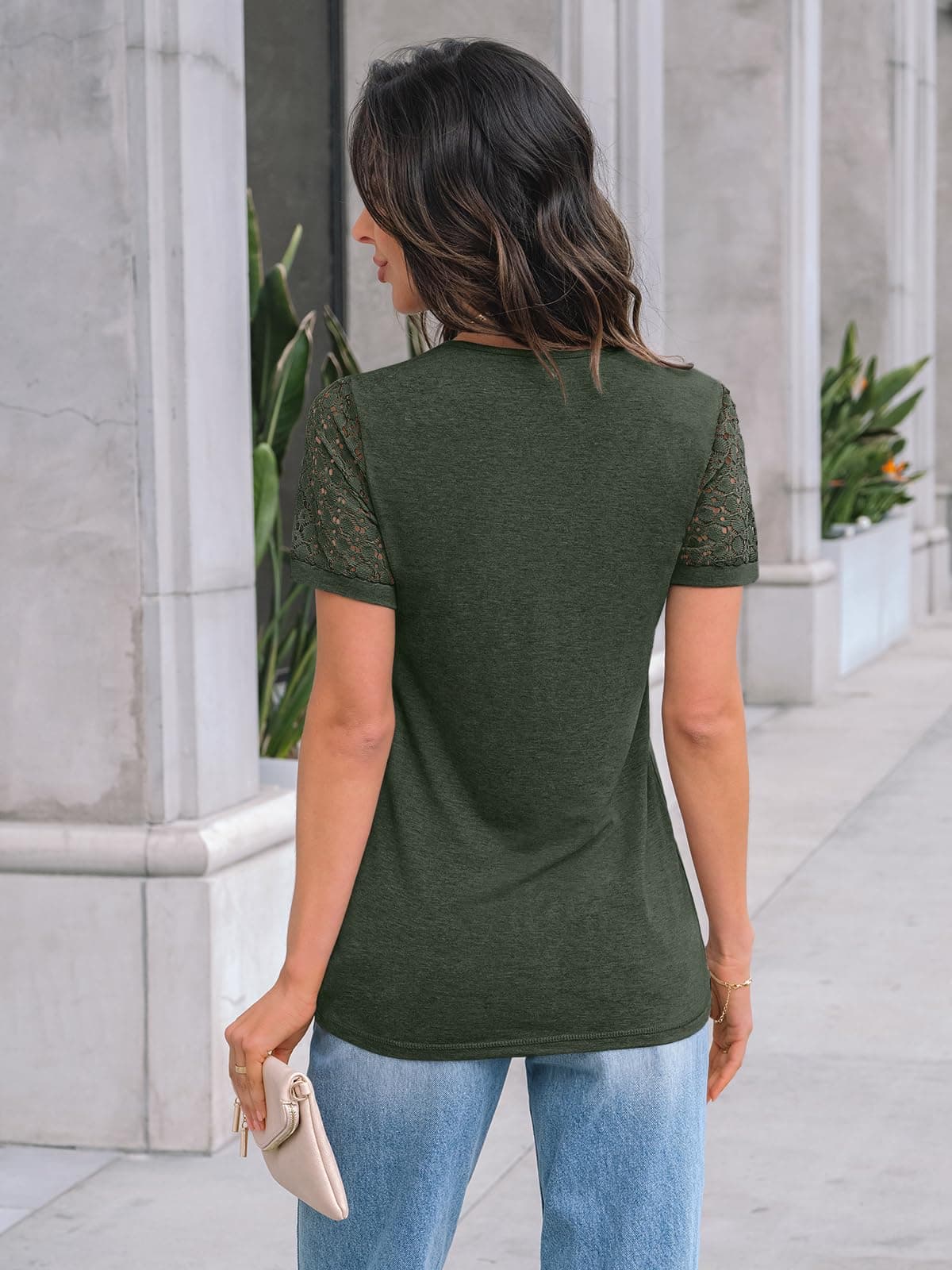 AUTOMET Women's Short Sleeve Shirts Dressy Lace Summer Tops 2026 Spring Trendy Casual T-Shirts Cute Work Outfits Blouses, view 4