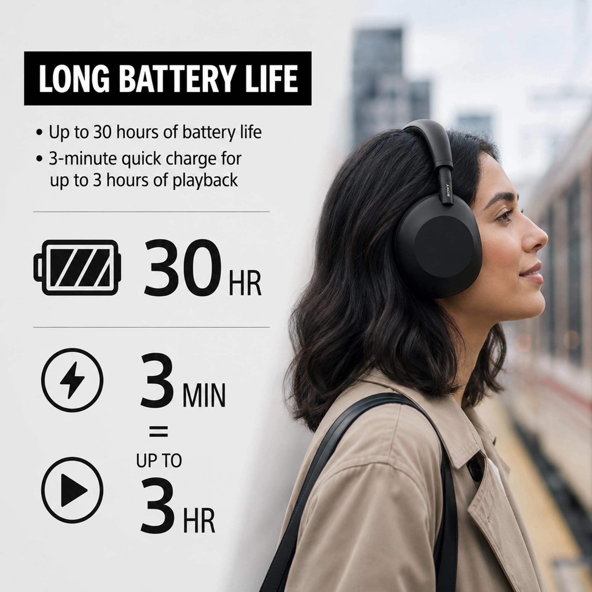Sony WH-1000XM6 The Best Noise Canceling Wireless Headphones, HD NC Processor QN3, 12 Microphones, Adaptive NC Optimizer, Mastered by Engineers, Studio-Quality, 30-Hour Battery with Deco Guide Bundle, view 6