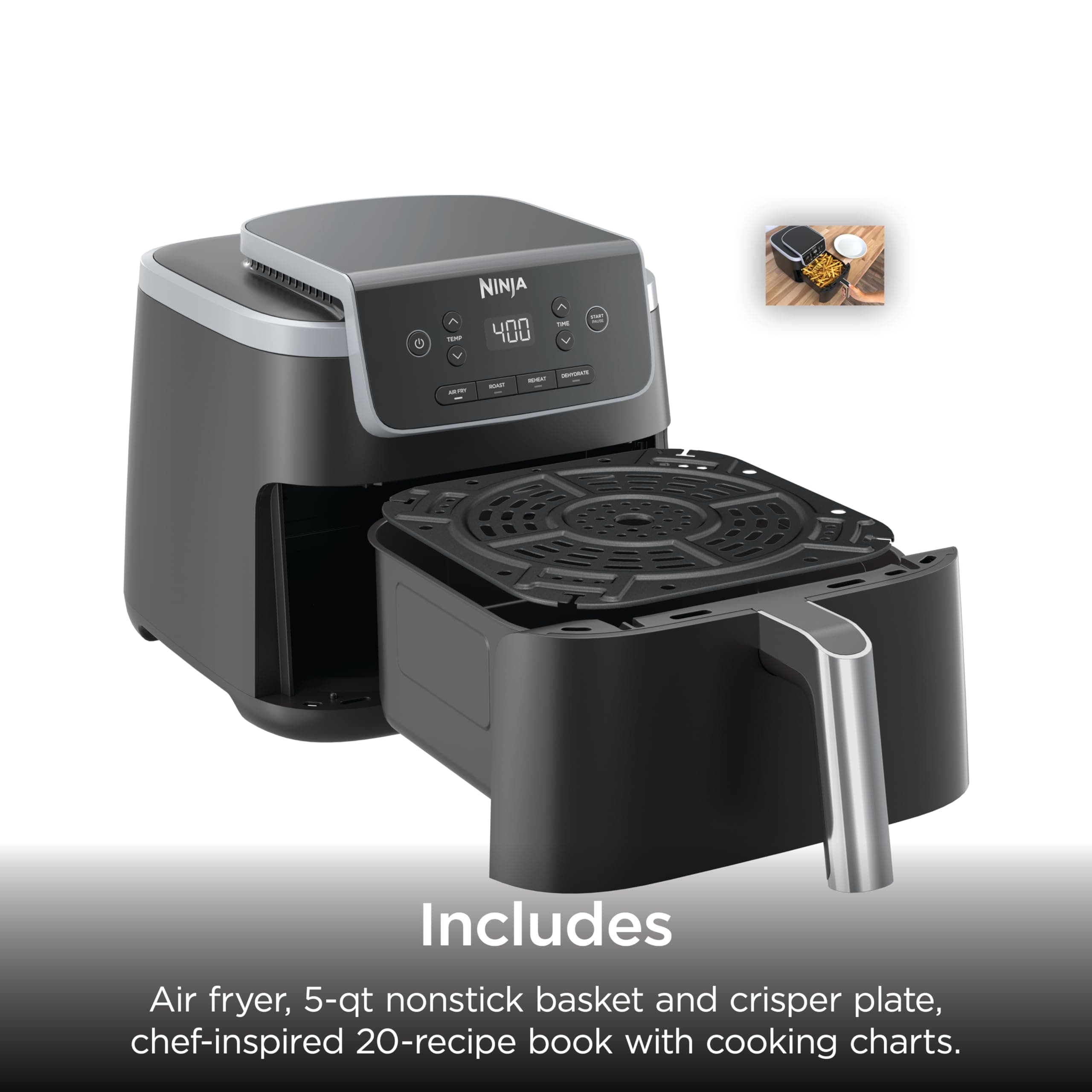 Ninja Air Fryer Pro, 5 Qt, 4-in-1, Grey, AF141, view 10