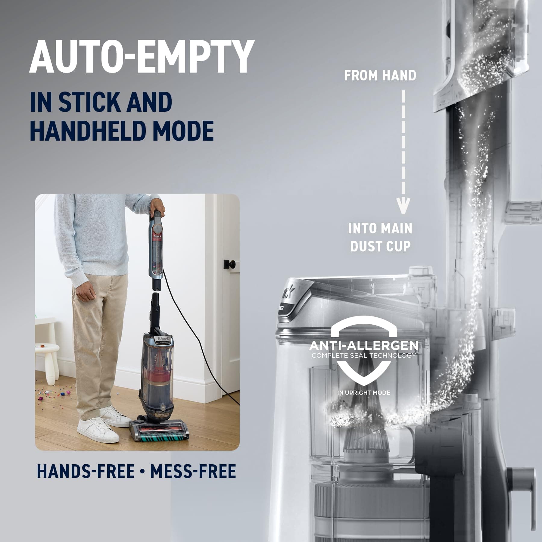 Shark® PowerDetect® Transformer™ Upright Vacuum, Midnight Steel, LX5002, view 8