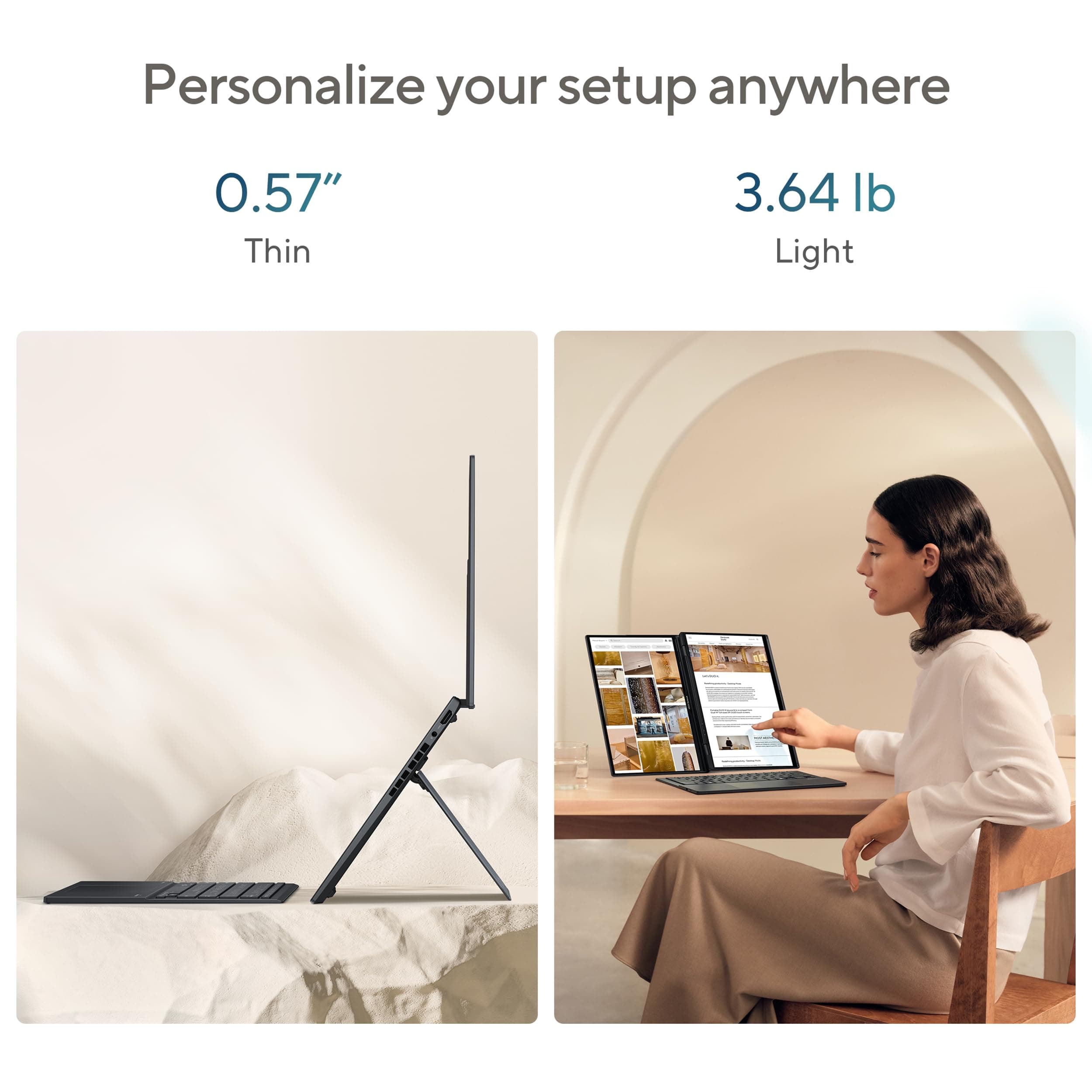 ASUS Zenbook Duo Laptop, Dual 14” OLED 3K 120Hz Touch Display, Evo, Intel Core Ultra 9 285H, Intel Arc Graphics, 32GB RAM, 1TB SSD, Windows 11, UX8406CA-PS99T, view 4