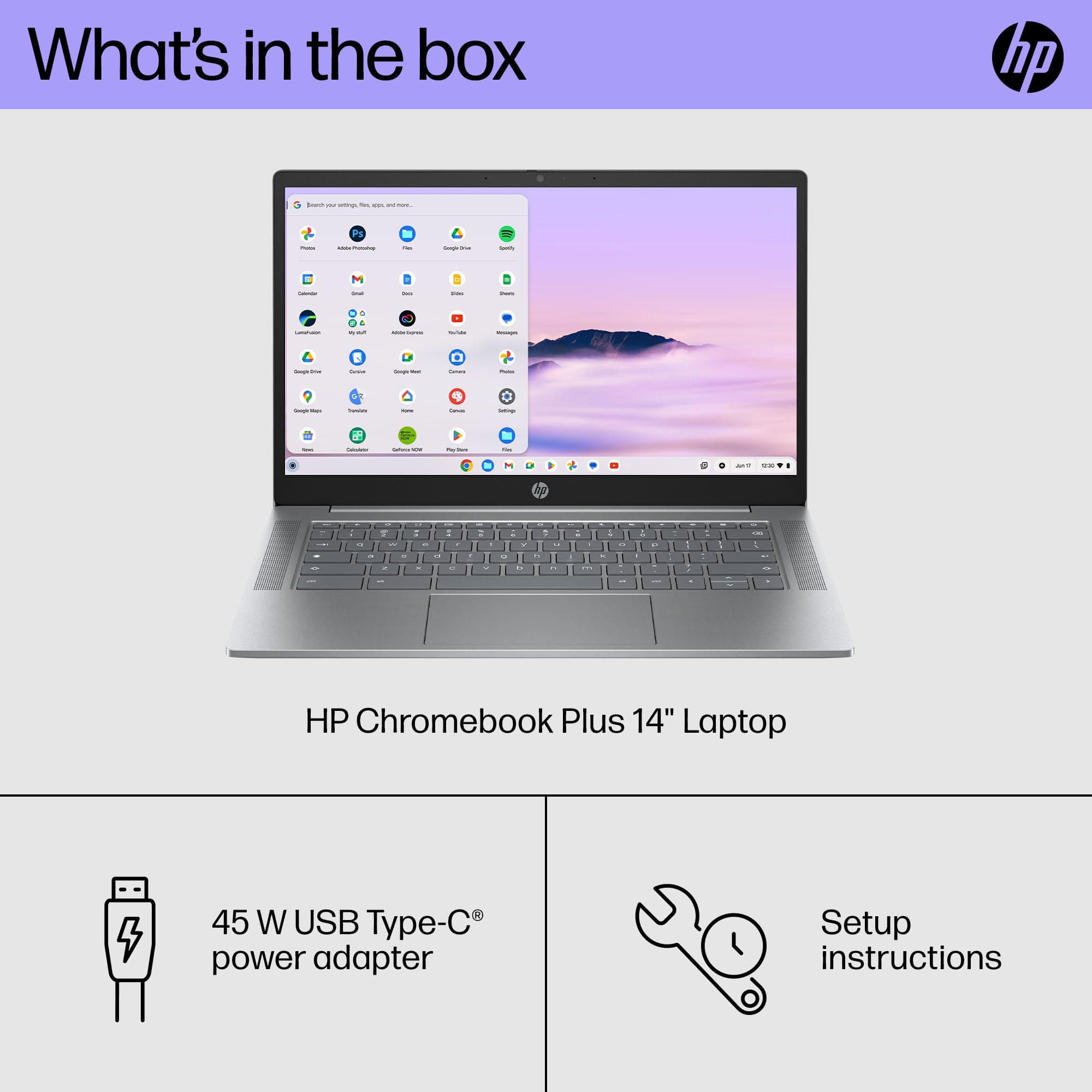 HP Chromebook Plus 14 inch Laptop, FHD Display, Intel Core i3-N305, 8 GB RAM, 128 GB UFS, Intel UHD Graphics, Chrome OS 14a-nf0050nr (2024), view 7