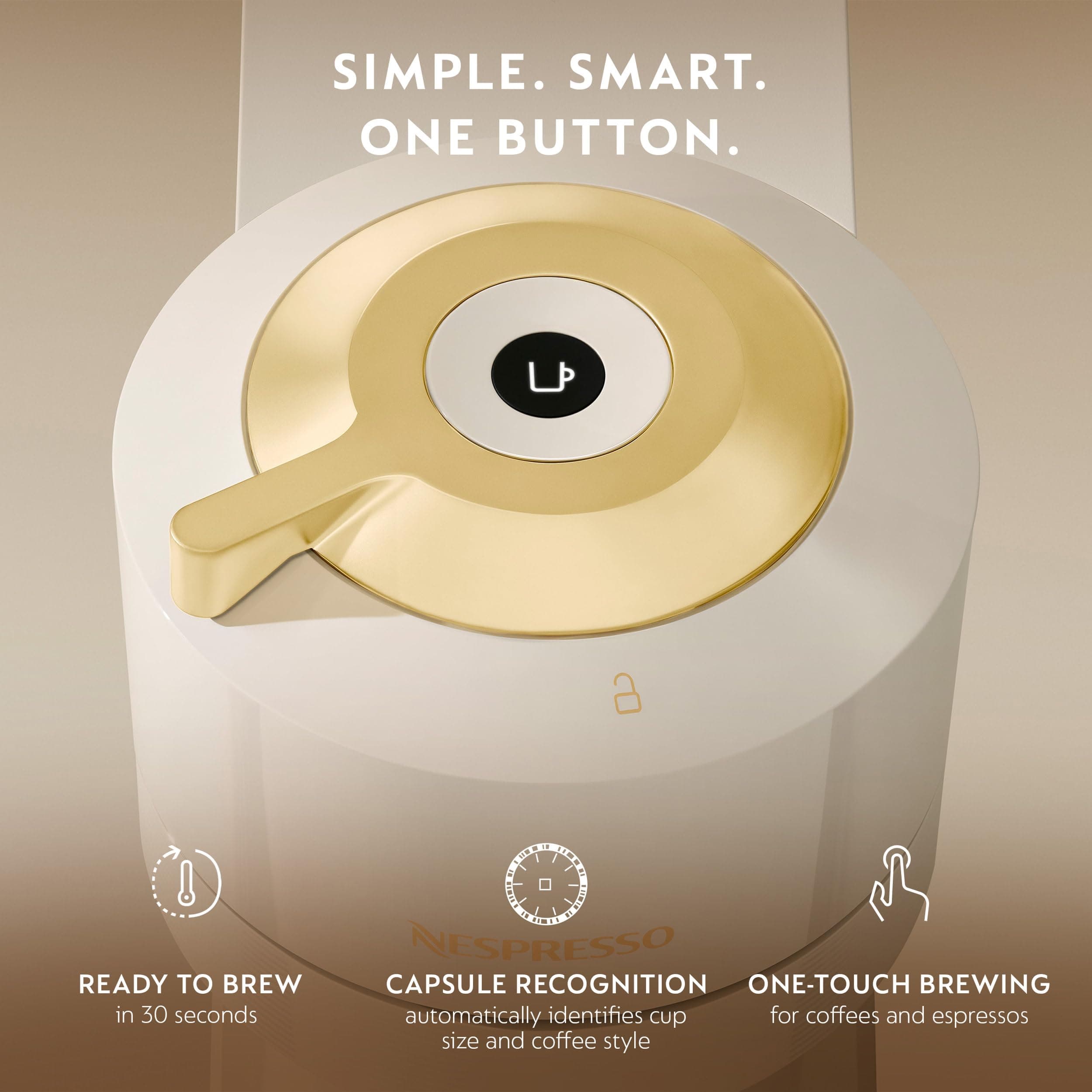 Nespresso Vertuo Next Coffee and Espresso Maker by De'Longhi, Creamy White and Gold, view 6