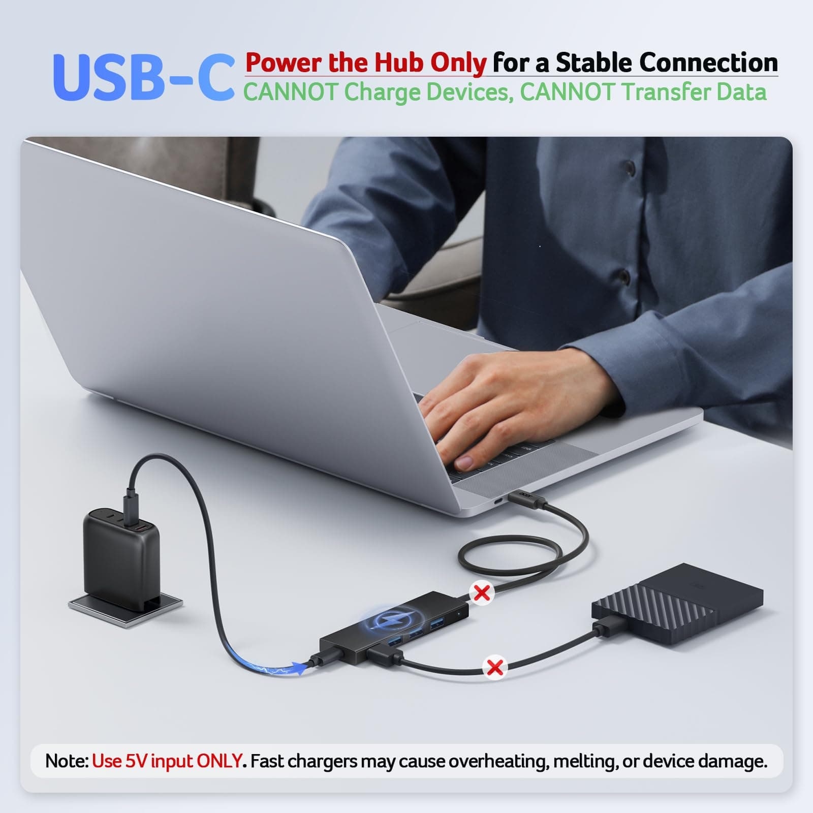 Acer USB Hub 4 Ports, Multiple USB 3.0 Hub, USBA Splitter for Laptop/PC 2FT, view 5