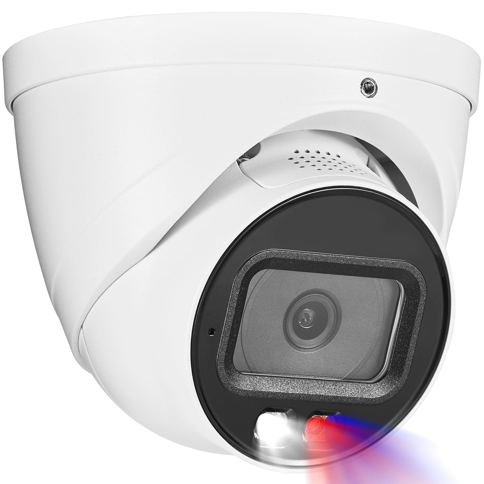 OHBET DahuaSecurity 4K 8MP PoE IP Camera, Strobe Red & Blue Light and Audio Alarm, Metal Turret Security Camera Outdoor, Two Way Audio, Color Night Vision, Human Vehicle Detection, 2.8mm Lens, IP67, TickClip Clip verdict