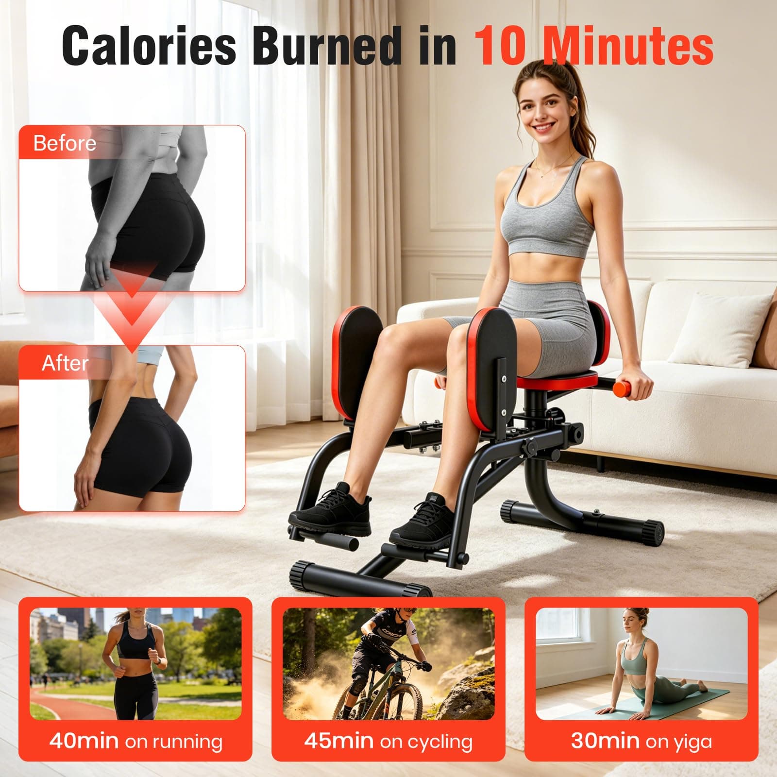 2 in 1 Hip Abductor & Adductor Machine, 20-120LBS Adjustable Resistance, view 2