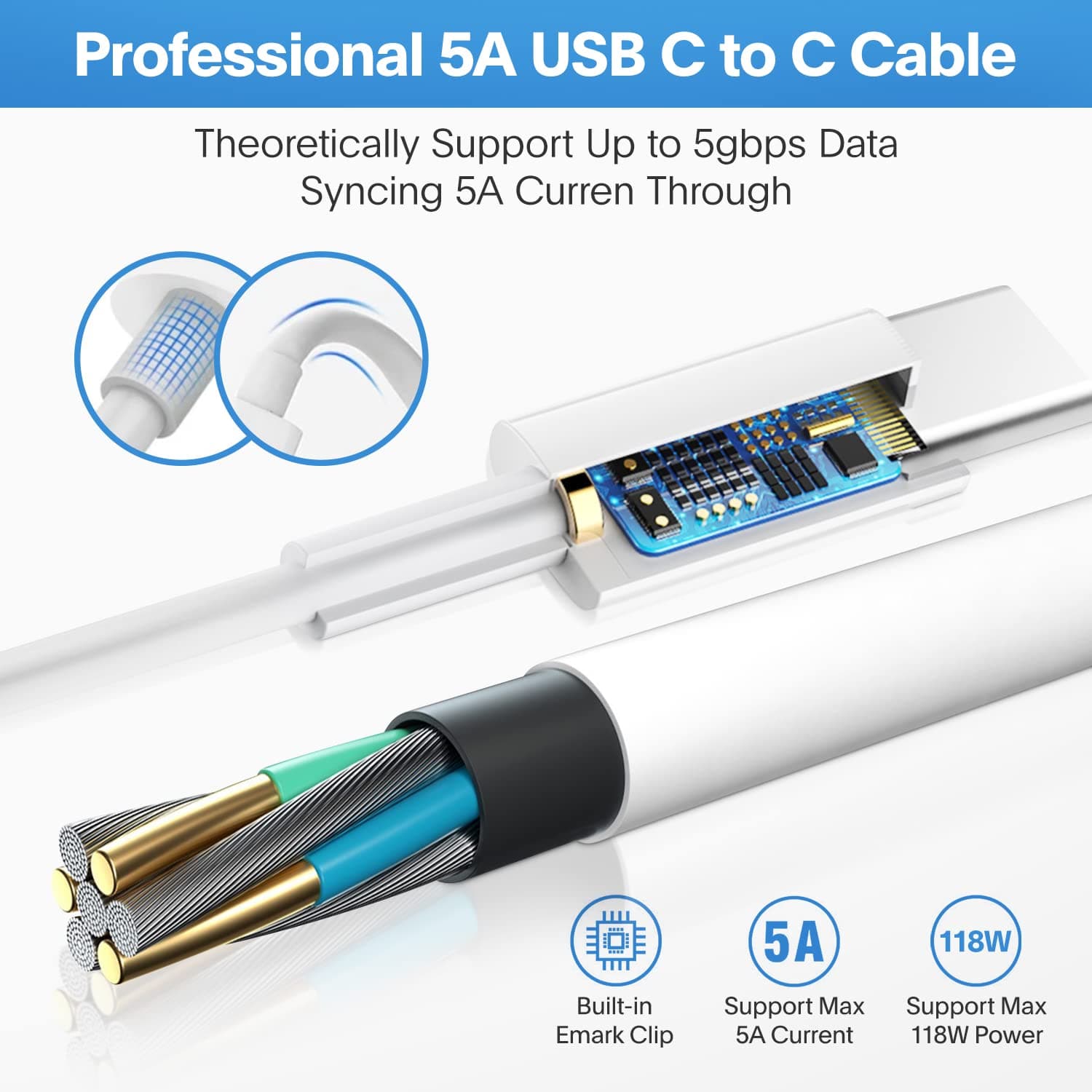 Mac Book Pro Charger - 118W USB C Charger Fast Charger Compatible with MacBook Pro/Air, M1 M2 M3 M4 M5, ipad Pro, Samsung Galaxy and More, Include Charge Cable, view 6