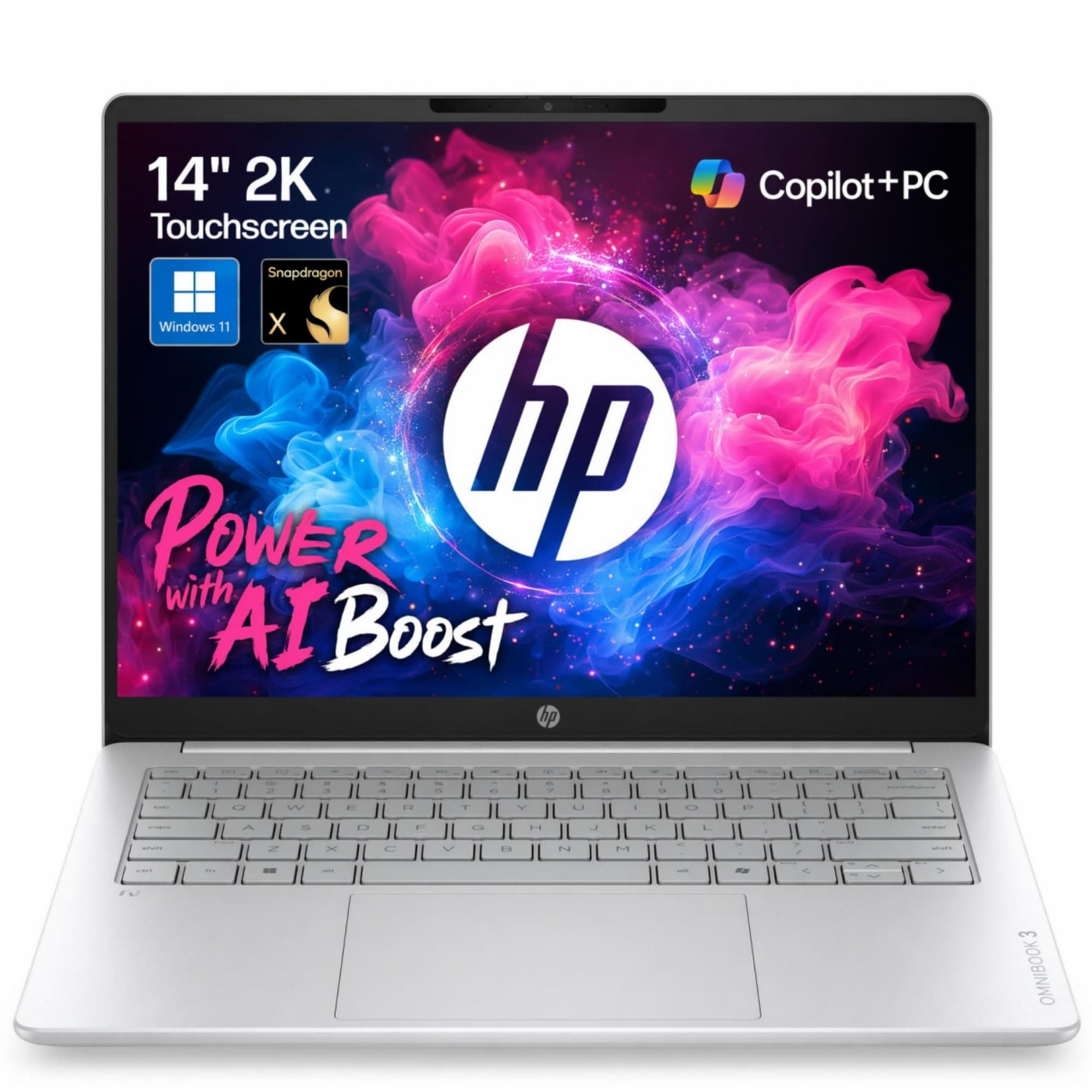 HP OmniBook 3 14 2K Touch Laptop Snapdragon X 16GB DDR5 512GB SSD AI PC