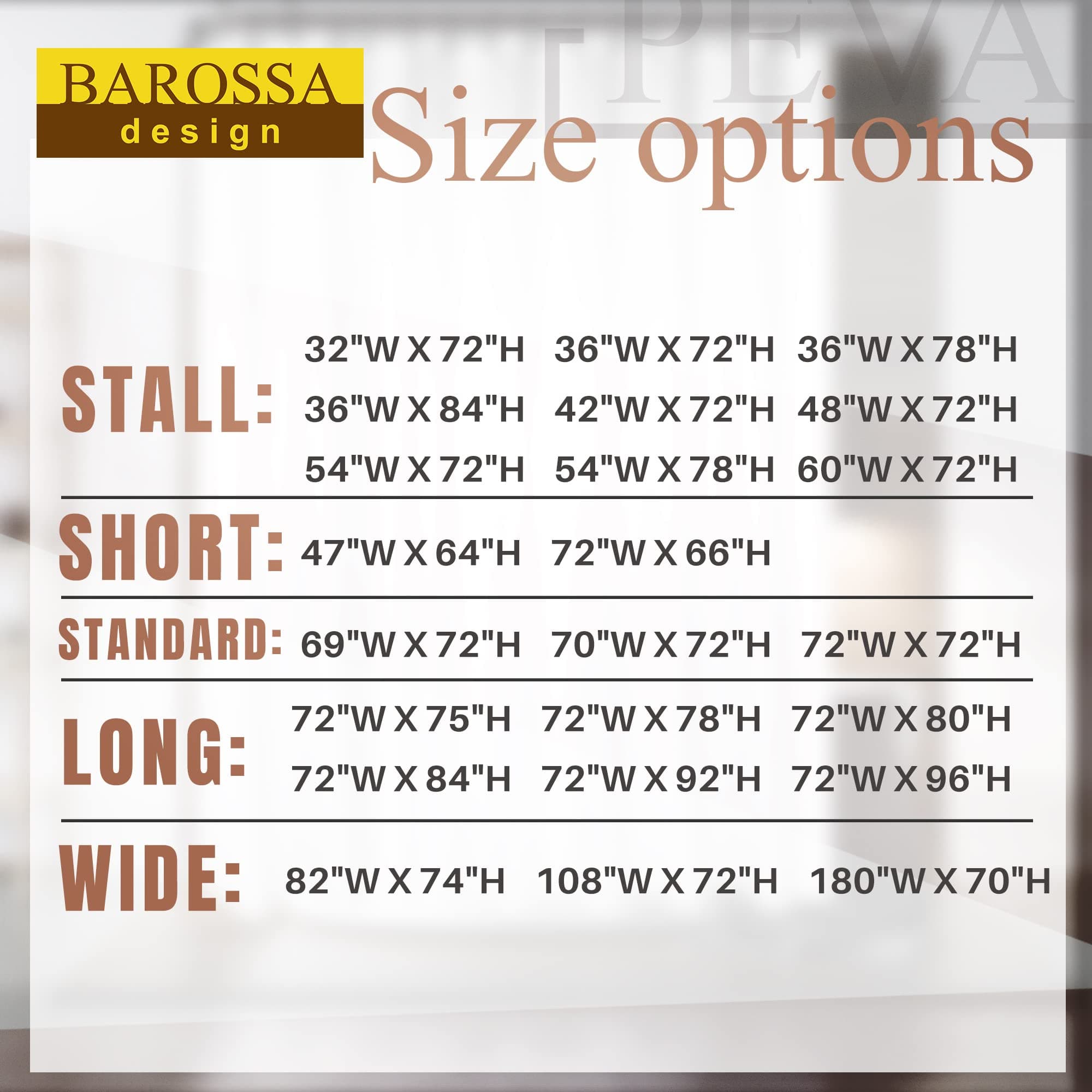 Barossa Design Premium Shower Curtain Liner Standard Size, Clear, view 7