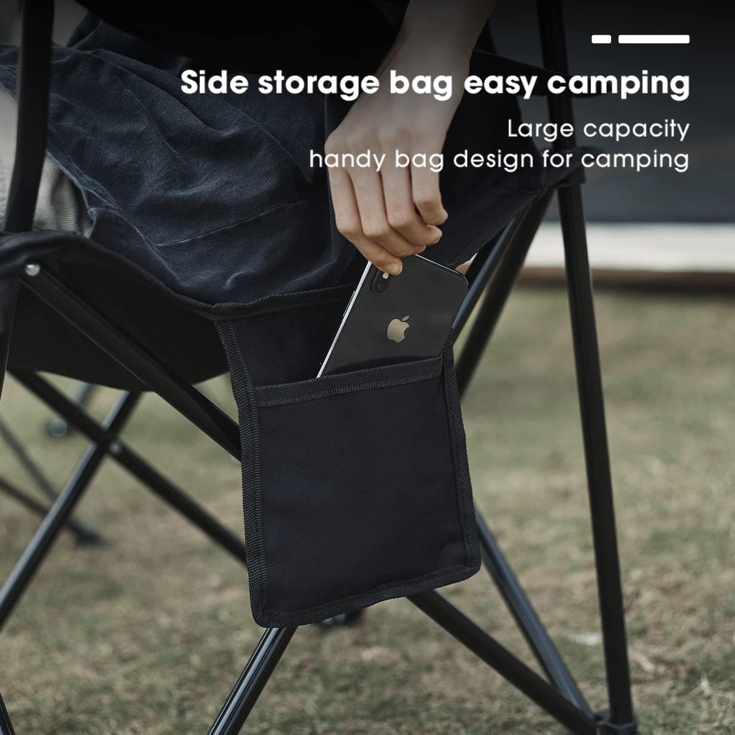 Damei century 4Pack Folding Camping Chairs, Portable for Beach, Lawn, Black, view 5
