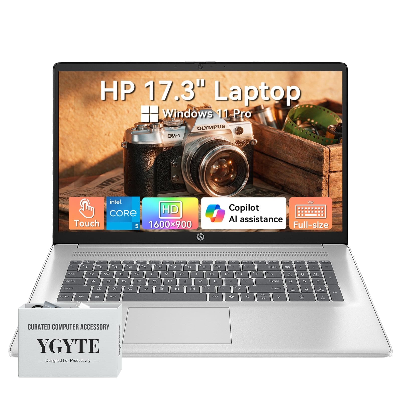 HP 17 Inch Laptop Touchscreen Computer, 17.3 HD+ Business Laptop AI PC, Intel Core 5(10-Core, Beat i7-1355U), 32GB RAM 1TB SSD, Windows 11 Pro, Backlit Keyboard, USB-C(Displayport)&HDMI