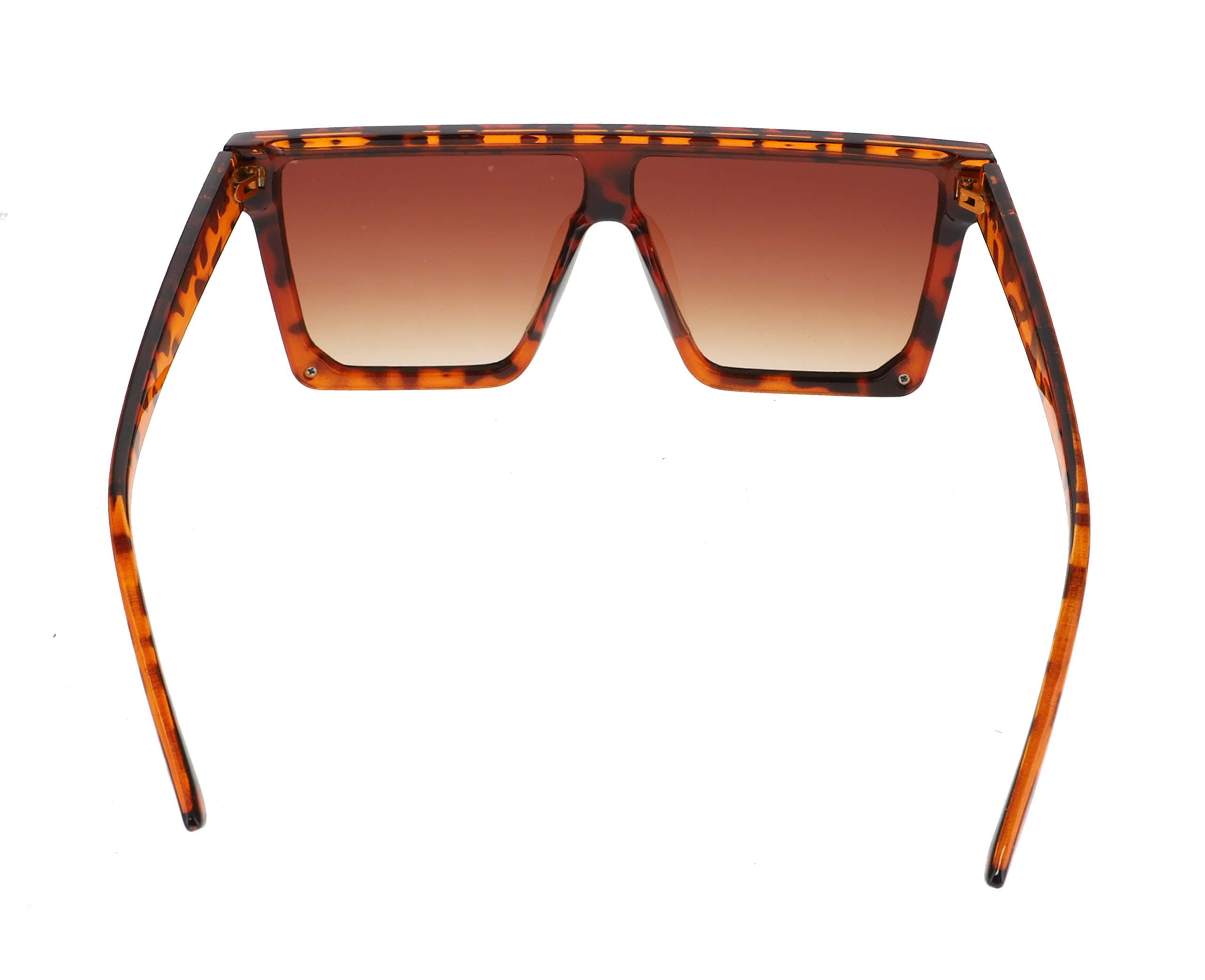 Flawless - Fashion Brand Design Flat Top Oversized Frame Siamese Lens Semi-Rimless Men Women Sunglasses (Tortoise), view 7