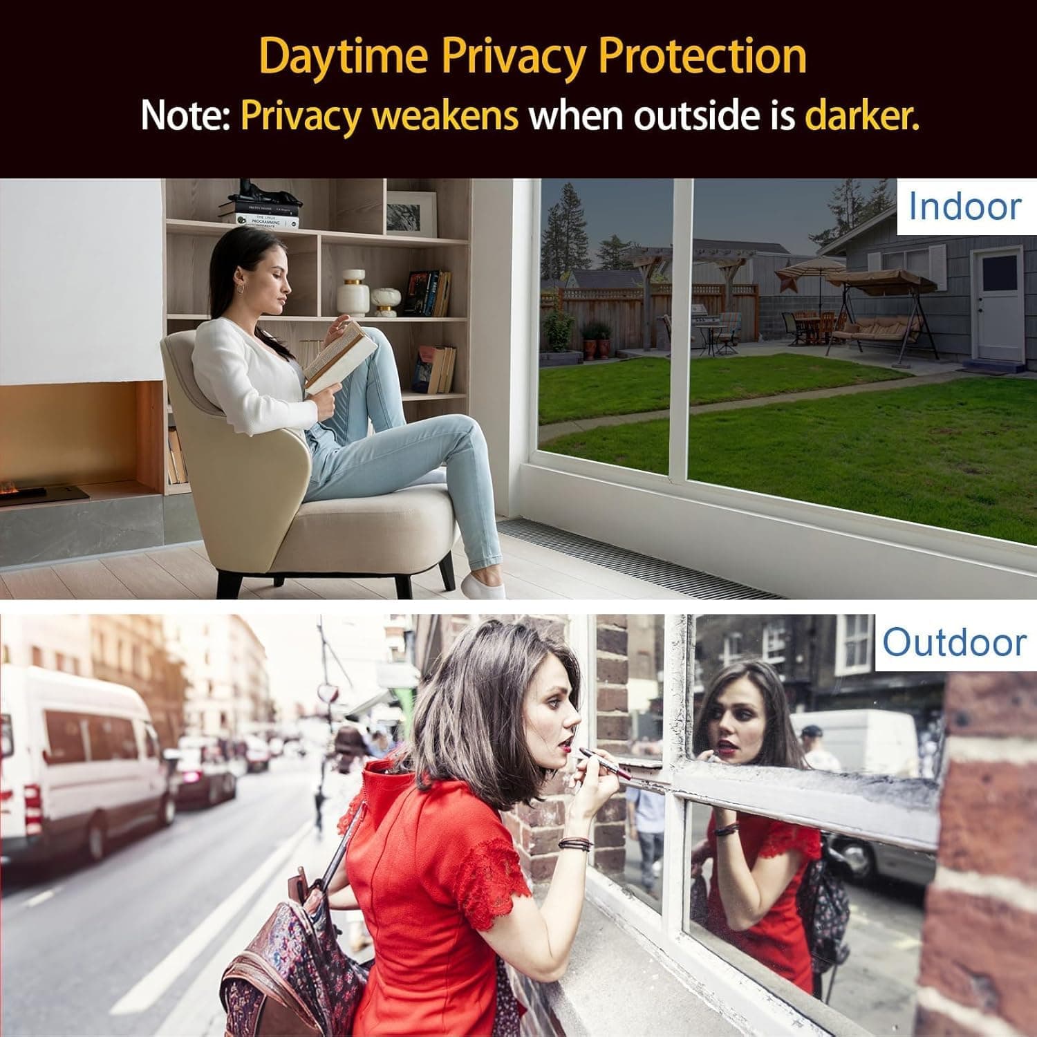 Upgraded One Way Window Privacy Film Sun Heat Blocking, 17.5" x 78.7", view 2