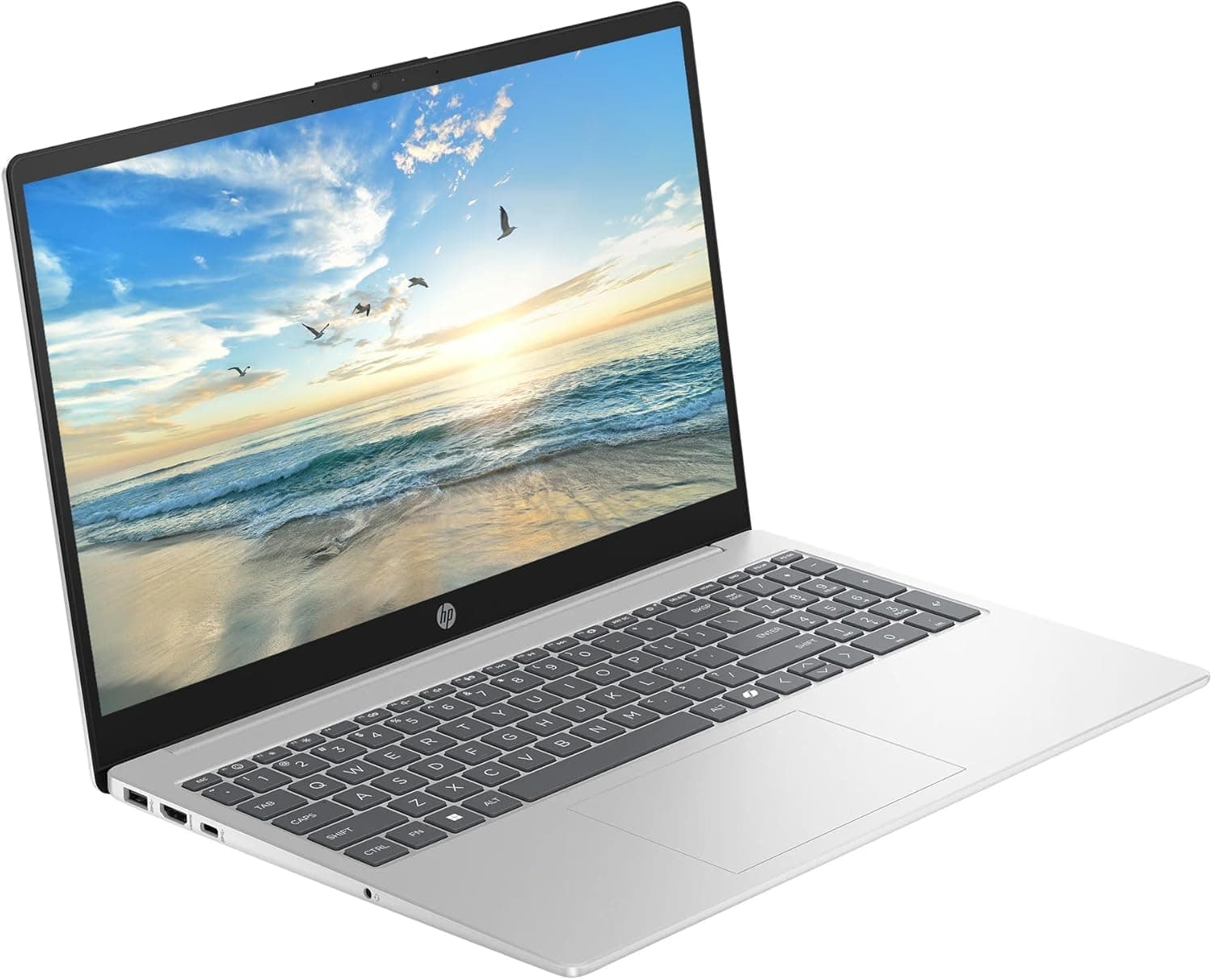 HP 15.6" FHD Business & Student Laptop Computer with 1-Year Office 365 & Copilot AI, Quad-Core Intel Processor, 16GB RAM 640GB Storage (128GB UFS+512GB SD Card), Win 11 H, PLUSERA Docking Hub, Silver, view 2