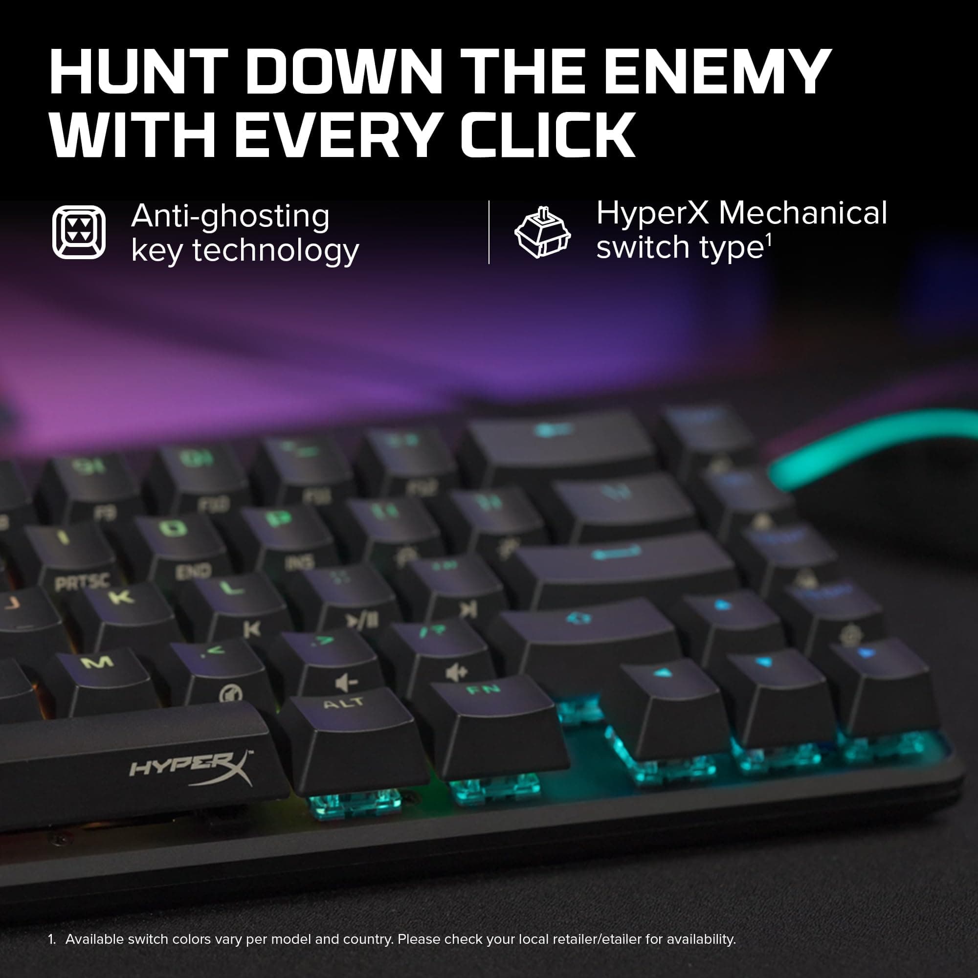 HyperX Alloy Origins 65 - Mechanical Gaming Keyboard – Compact 65% Form Factor - Tactile Aqua Switch - Double Shot PBT Keycaps - RGB LED Backlit - NGENUITY Software Compatible, view 3