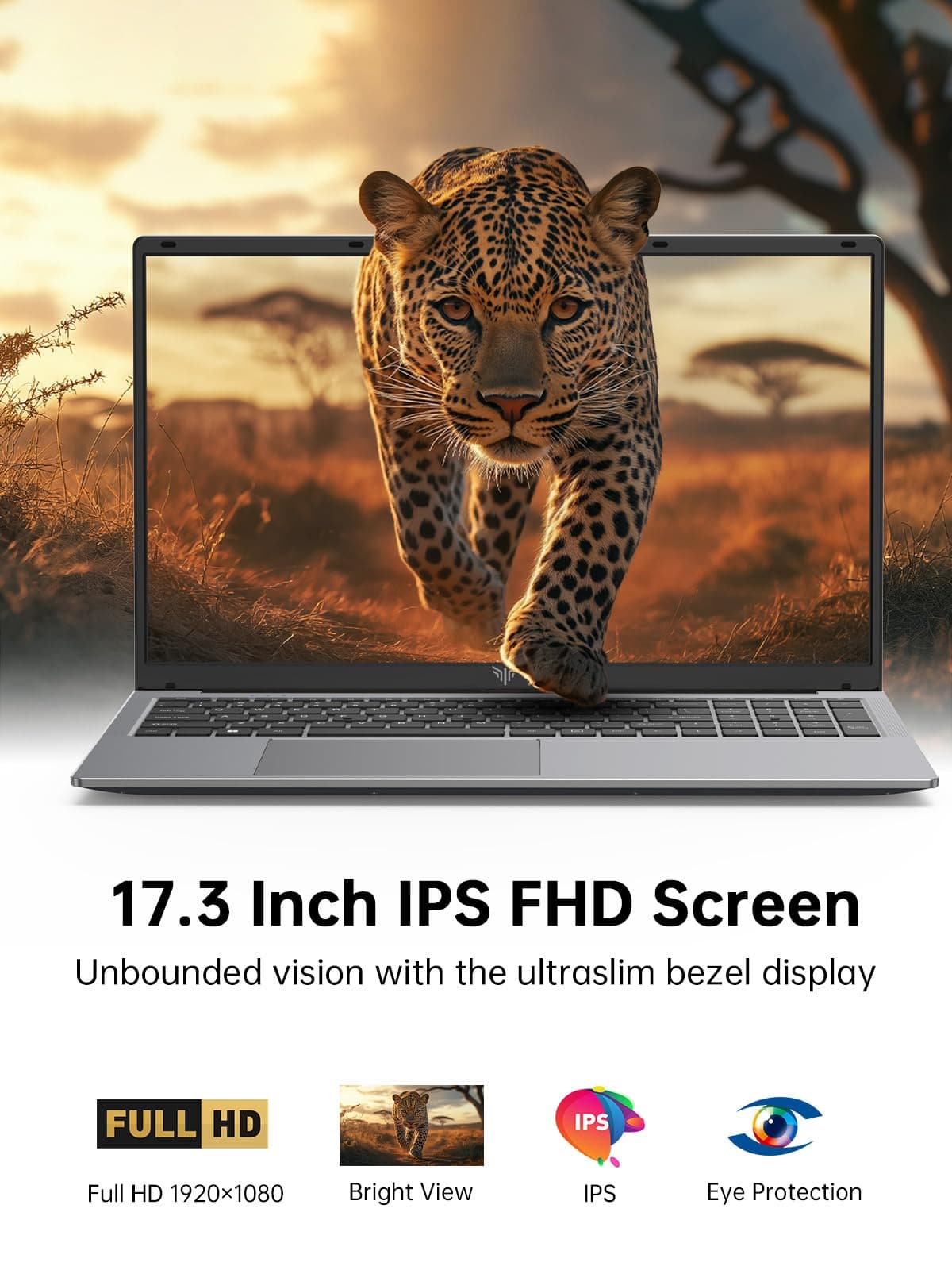 17.3 Inch Laptop with Windows11,Intel Quad-core Processor, 6000 mAh Battery, view 2