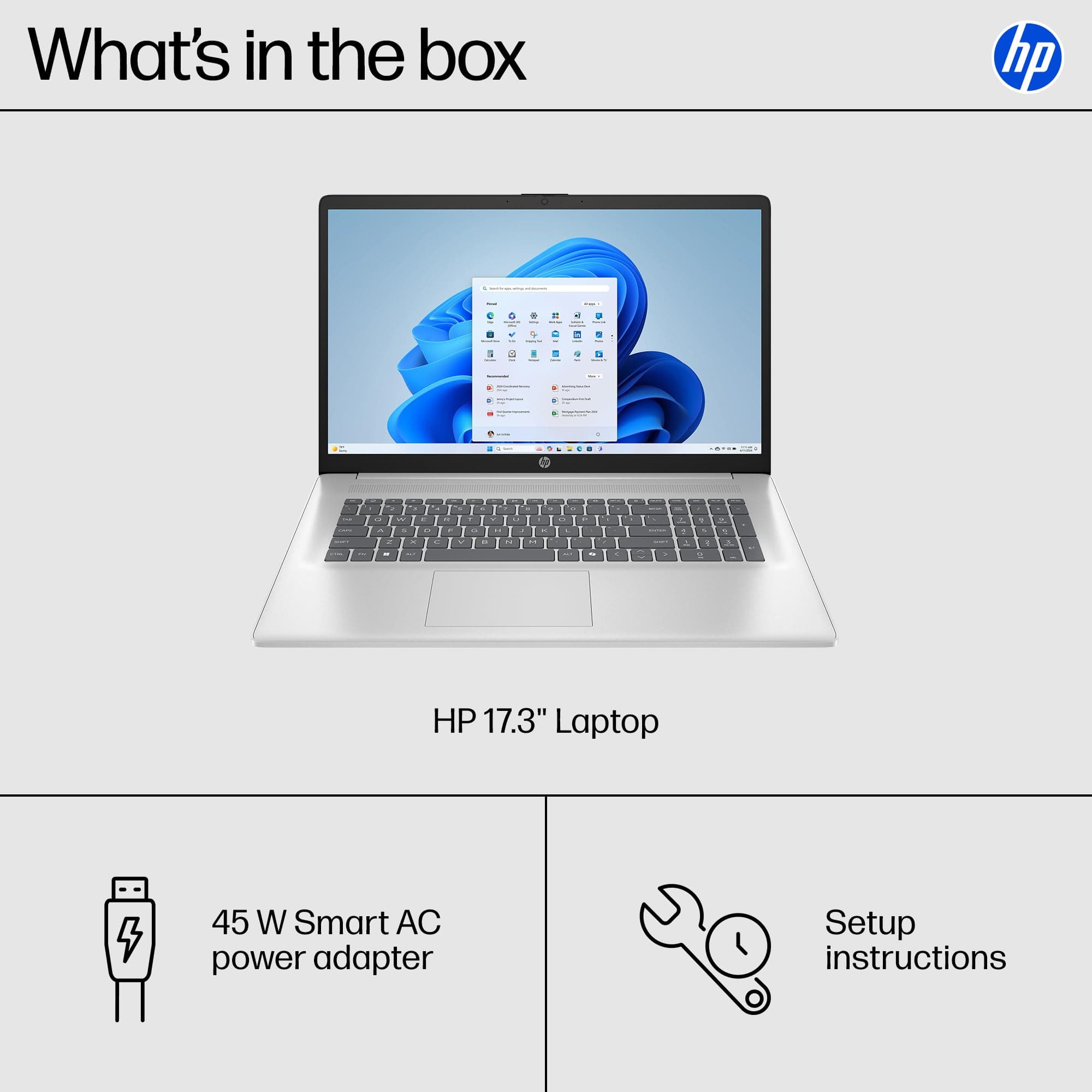 HP 17.3 inch Laptop, FHD Display, Intel Core i5-1334U, 16 GB RAM, 512 GB SSD, Intel Iris Xe Graphics, Windows 11 Home, Natural Silver, 17-cn3399nr, view 9