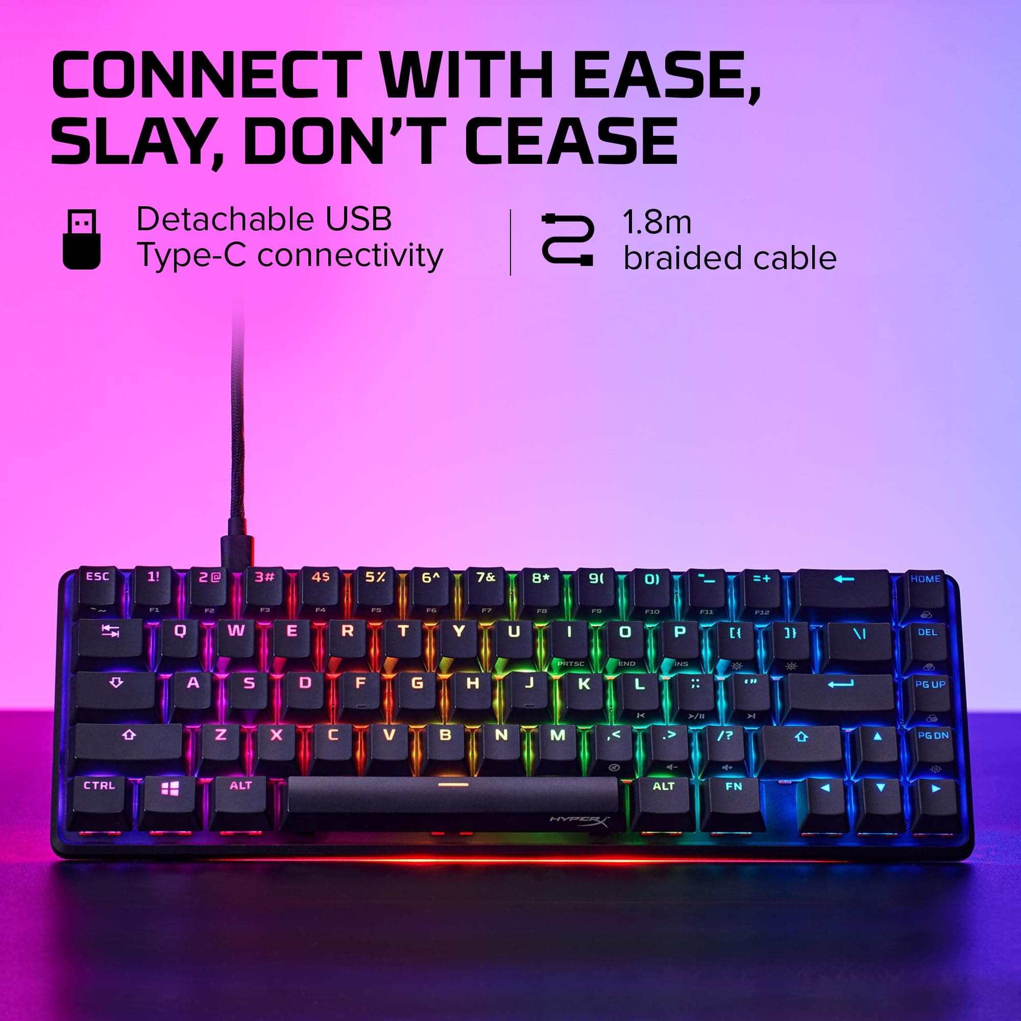 HyperX Alloy Origins 65 - Mechanical Gaming Keyboard – Compact 65% Form Factor - Tactile Aqua Switch - Double Shot PBT Keycaps - RGB LED Backlit - NGENUITY Software Compatible, view 2