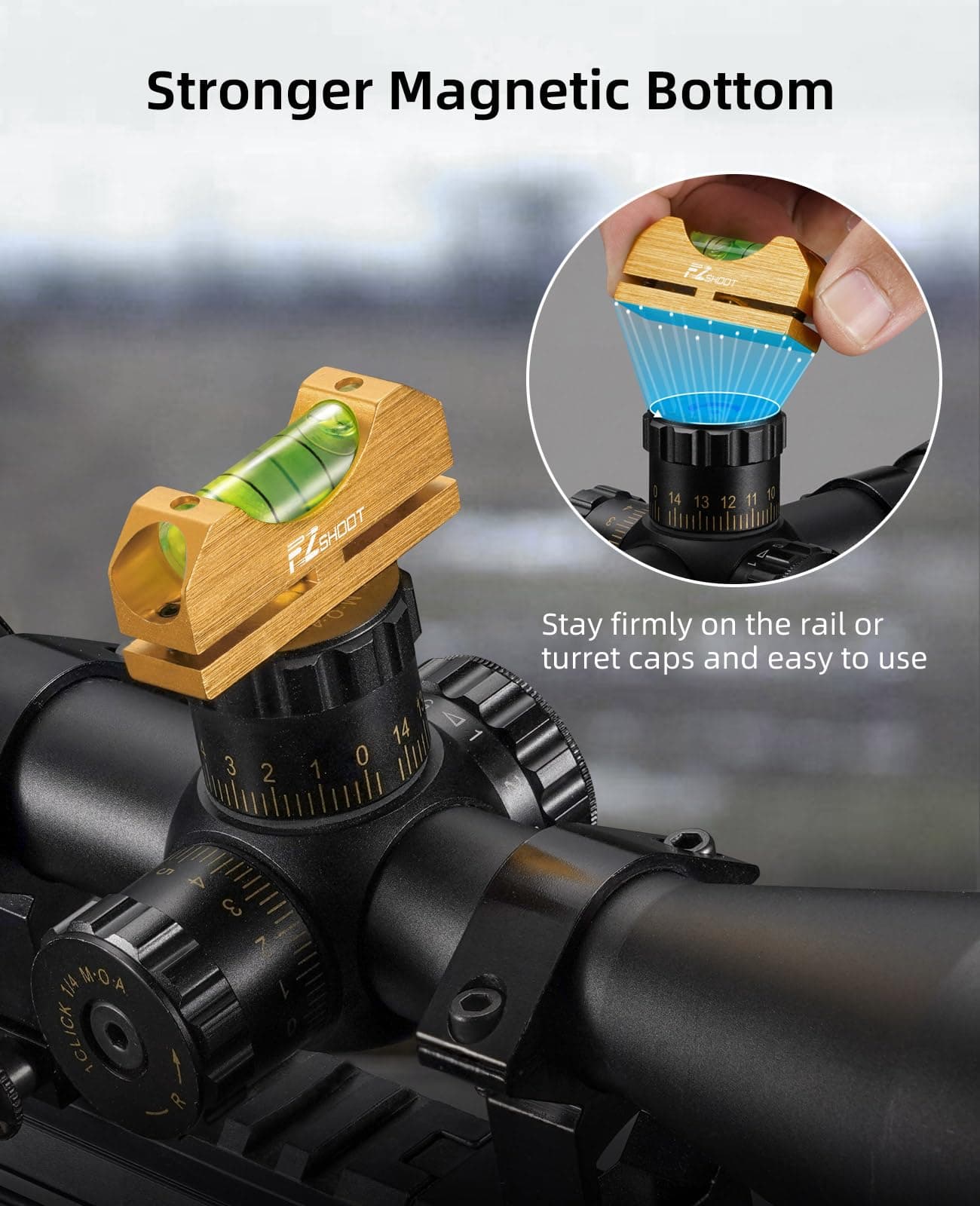 EZshoot Scope Leveling Kit with Precision Bubble and Magnetic Levels Gold, view 5